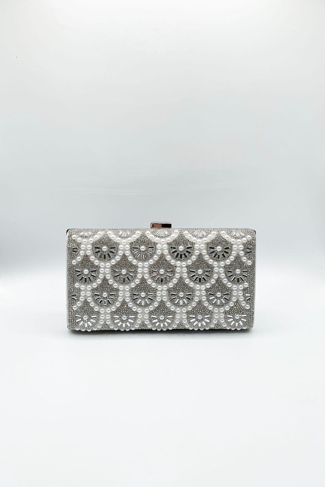 Silver Vintage Rhinestone Glamour Clutch Bag, Image 2 of 5