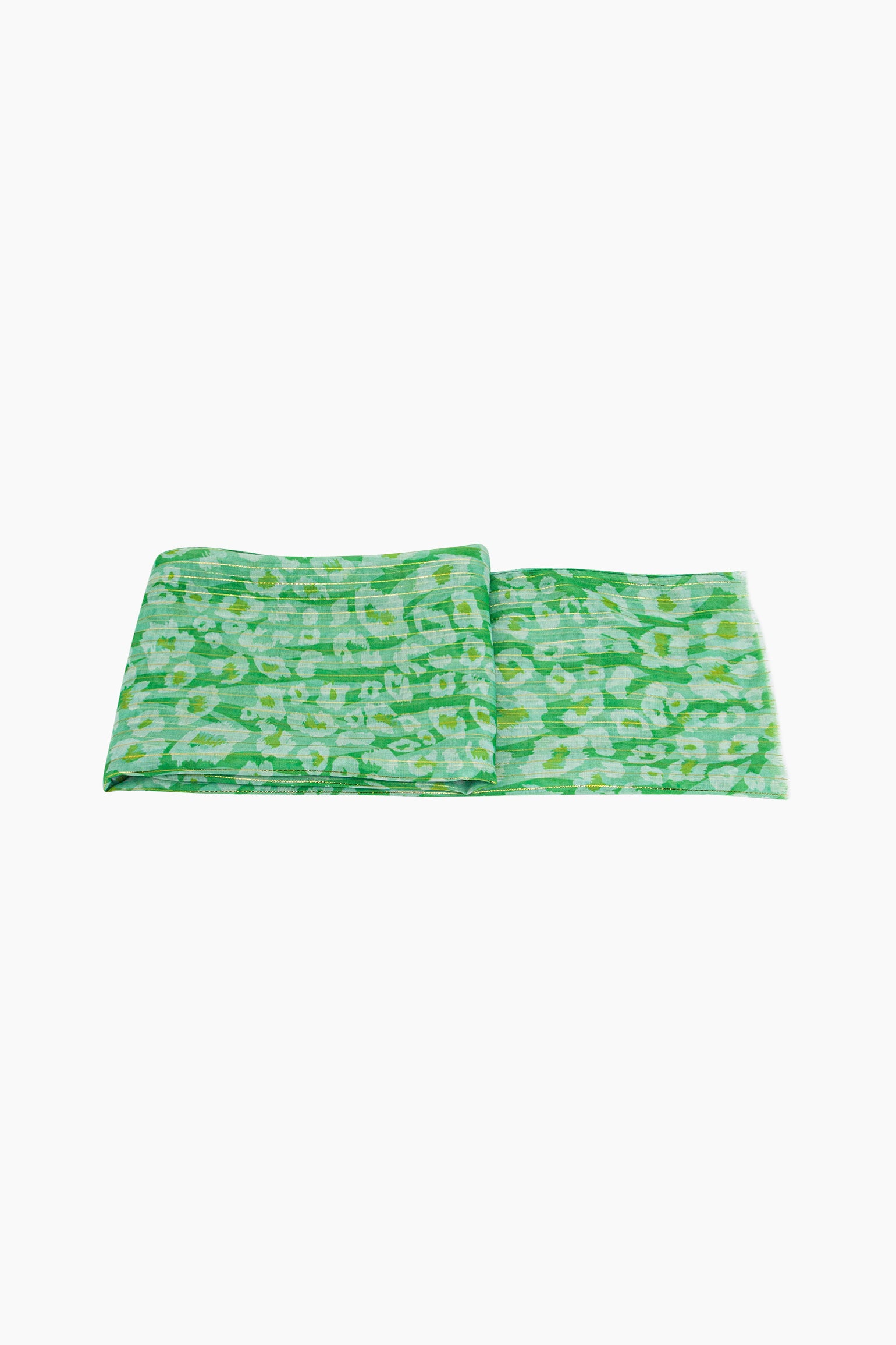 Green Sarta Green Metallic Pinstripe Lightweight Leopard Scarf, Image 3 of 5