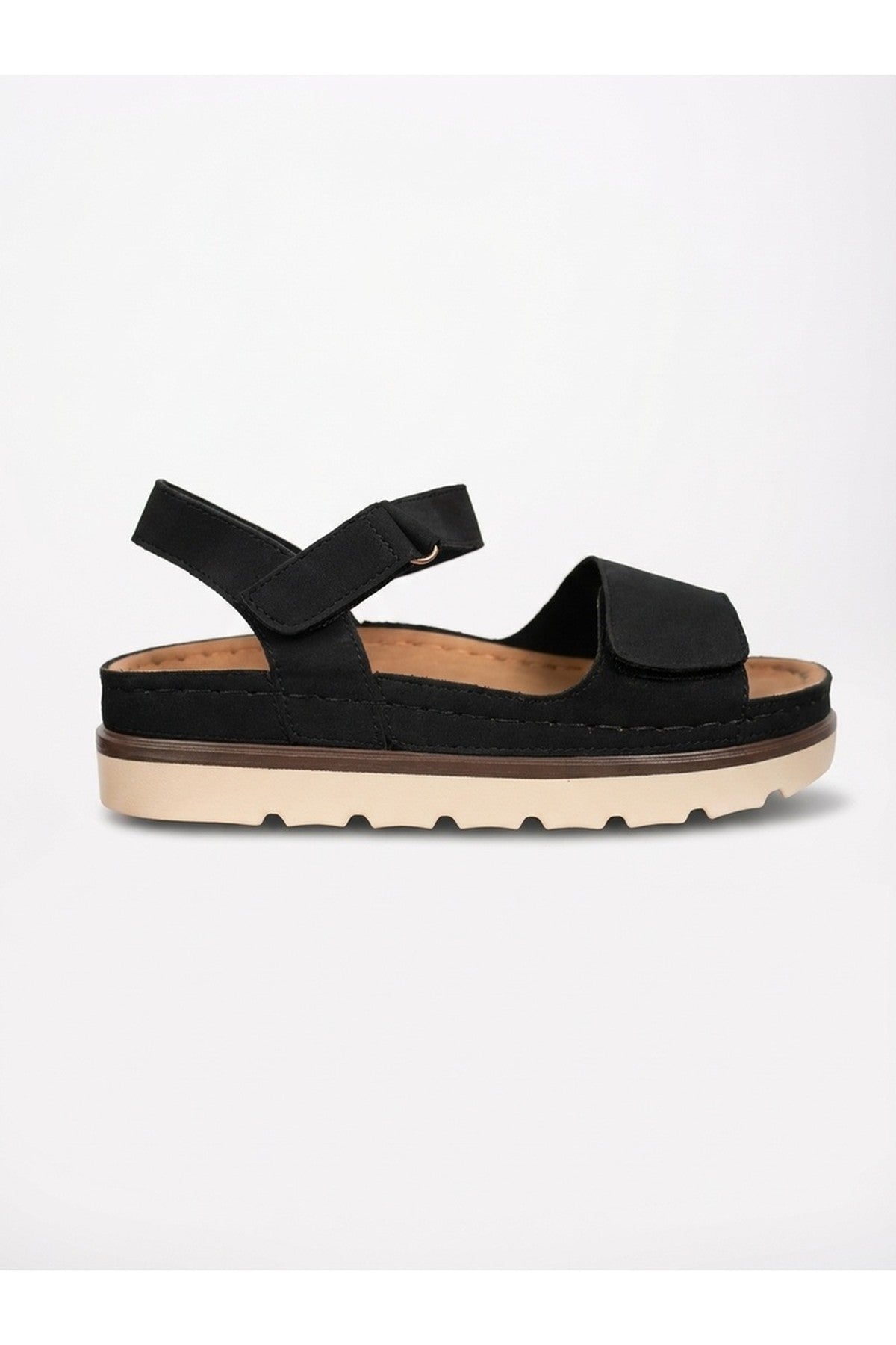 Black iKrush Black Isla Platform Velcro Sandal, Image 6 of 6