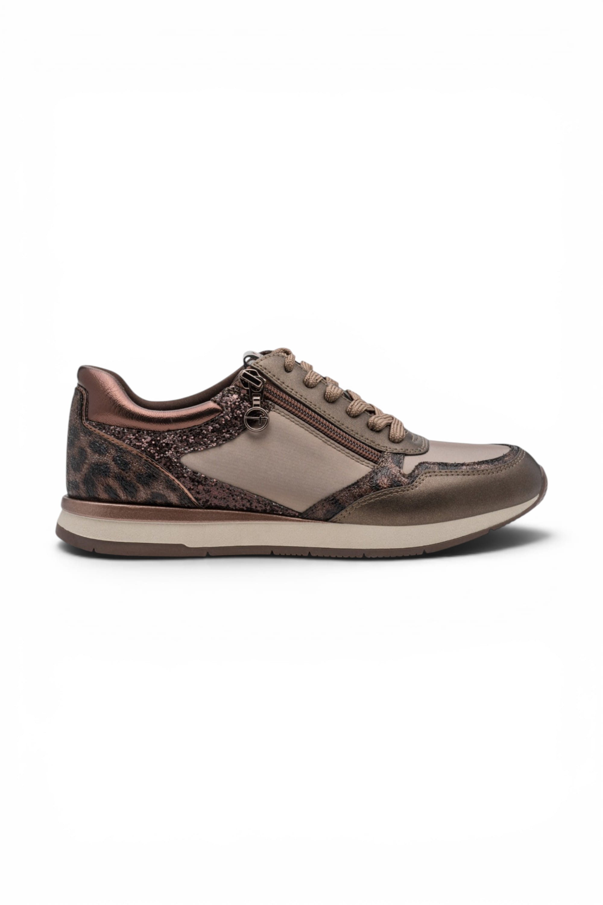 Taupe Faux Leather Sneakers - 23613, Image 1 of 7