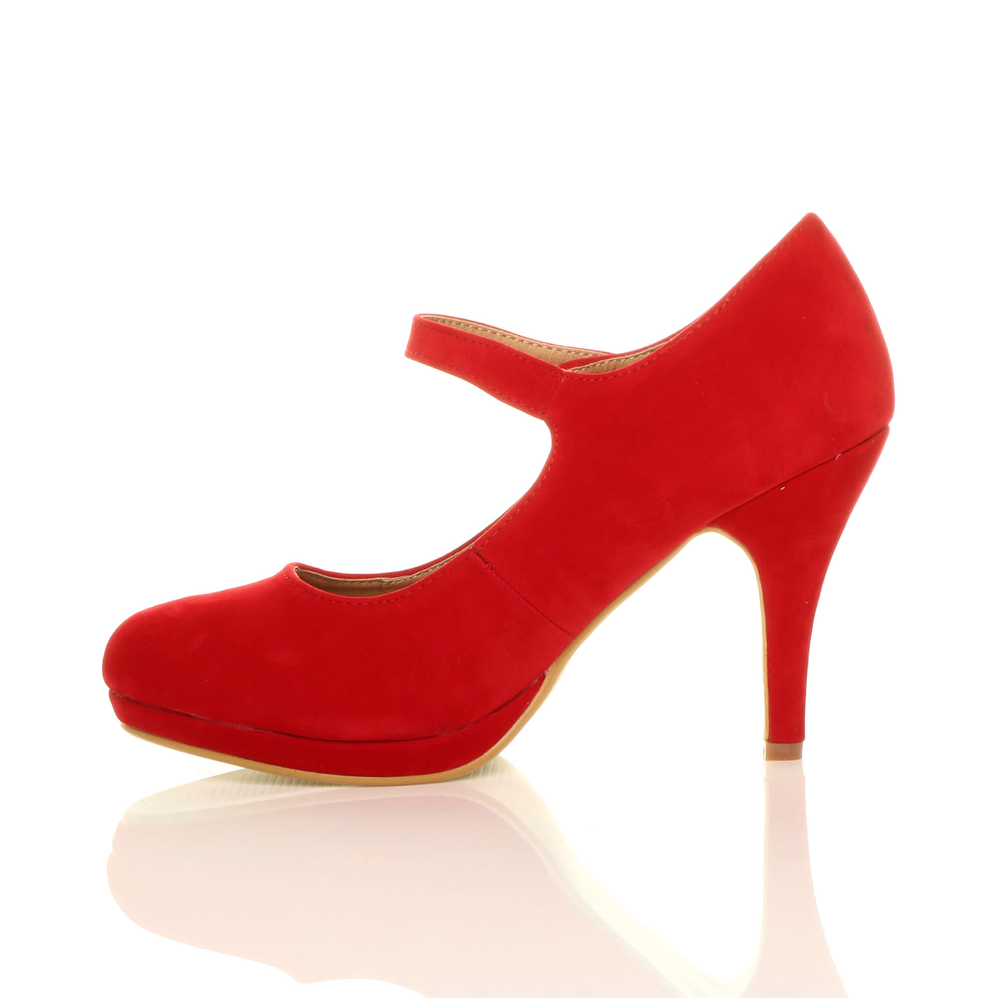 Red AJVANI Red High Heel Mary Jane Court Shoes, Image 3 of 6