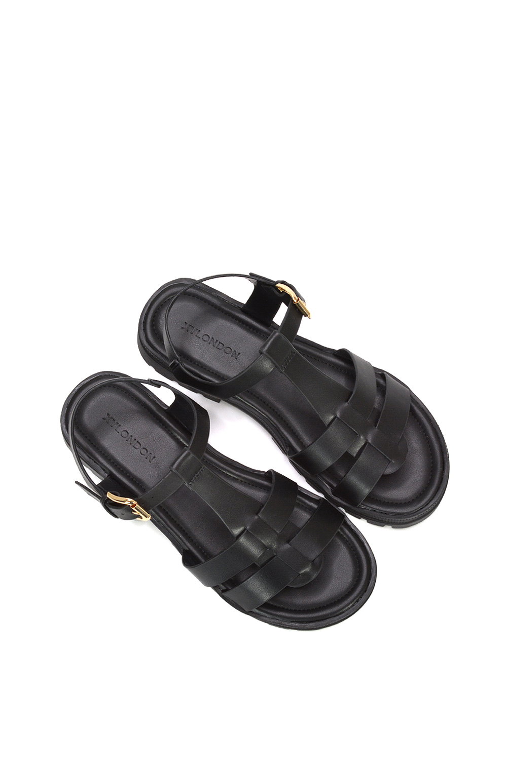 Black XY LONDON Black 'Maddison' Chunky Gladiator Sandals With Ankle Strap, Image 6 of 6