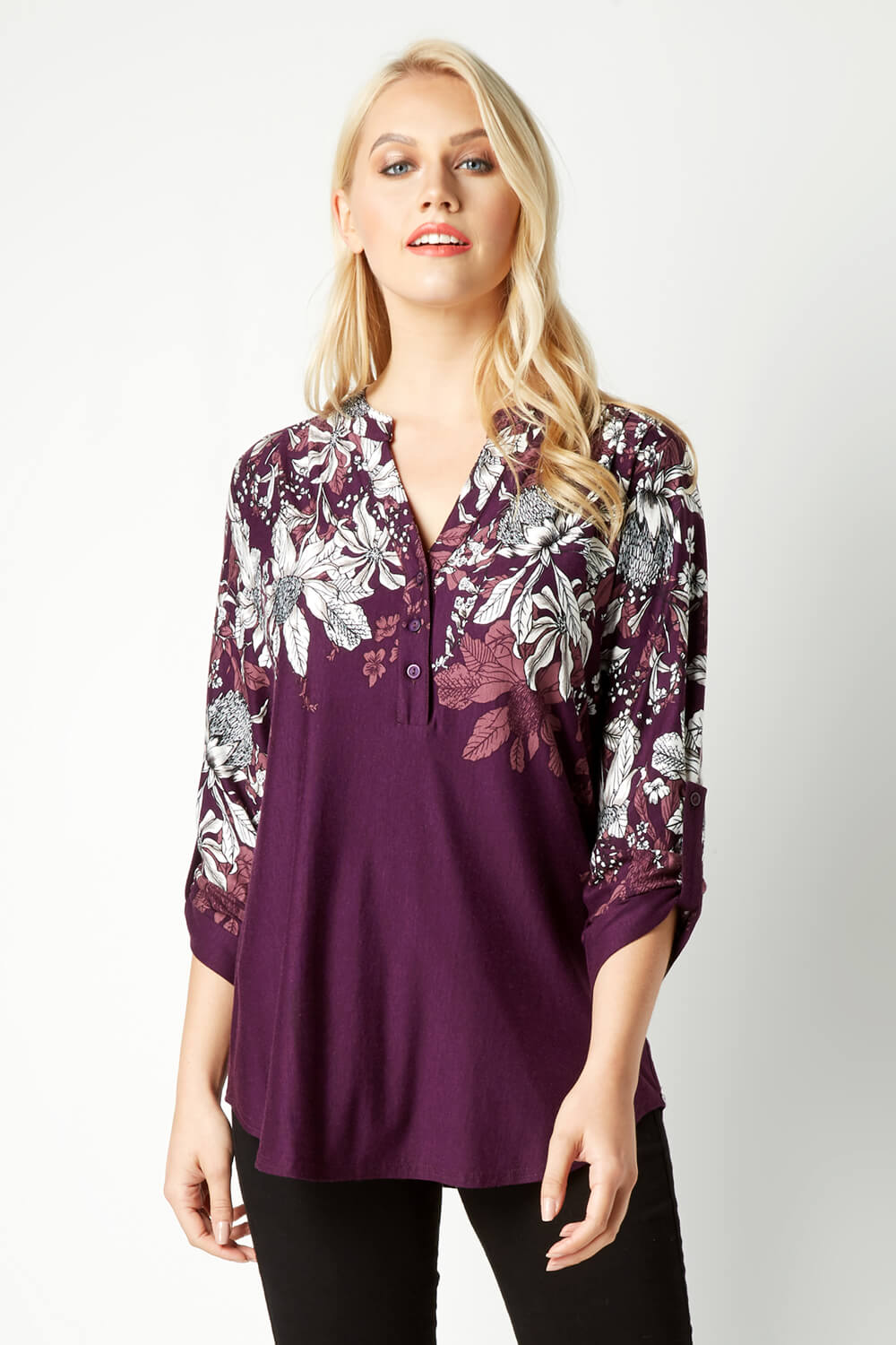 Plum Floral Border Shirt, Image 3 of 4