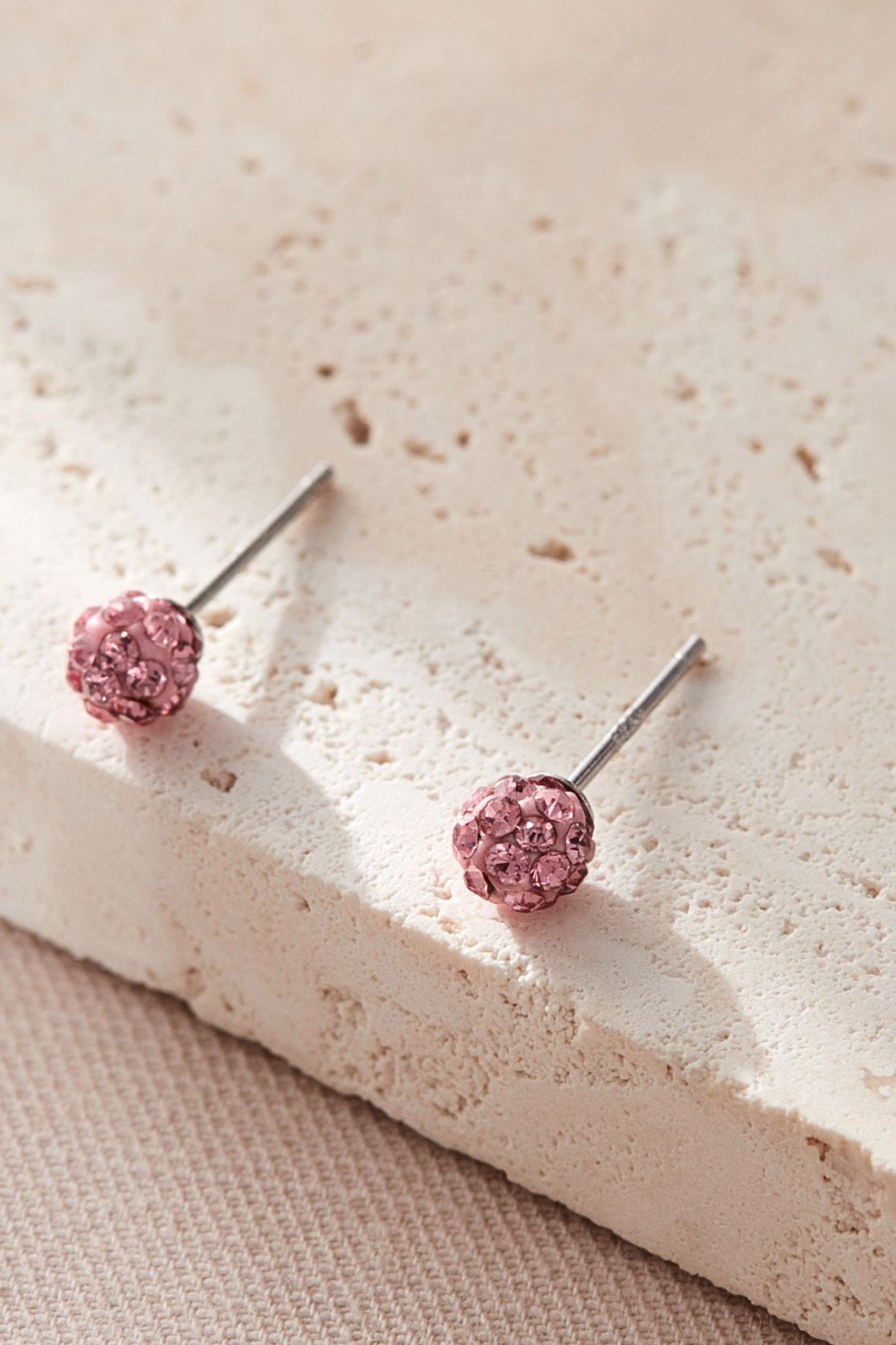 Pink Mia Gioielli Pink Sterling Silver Disco Ball Studs, Image 2 of 2