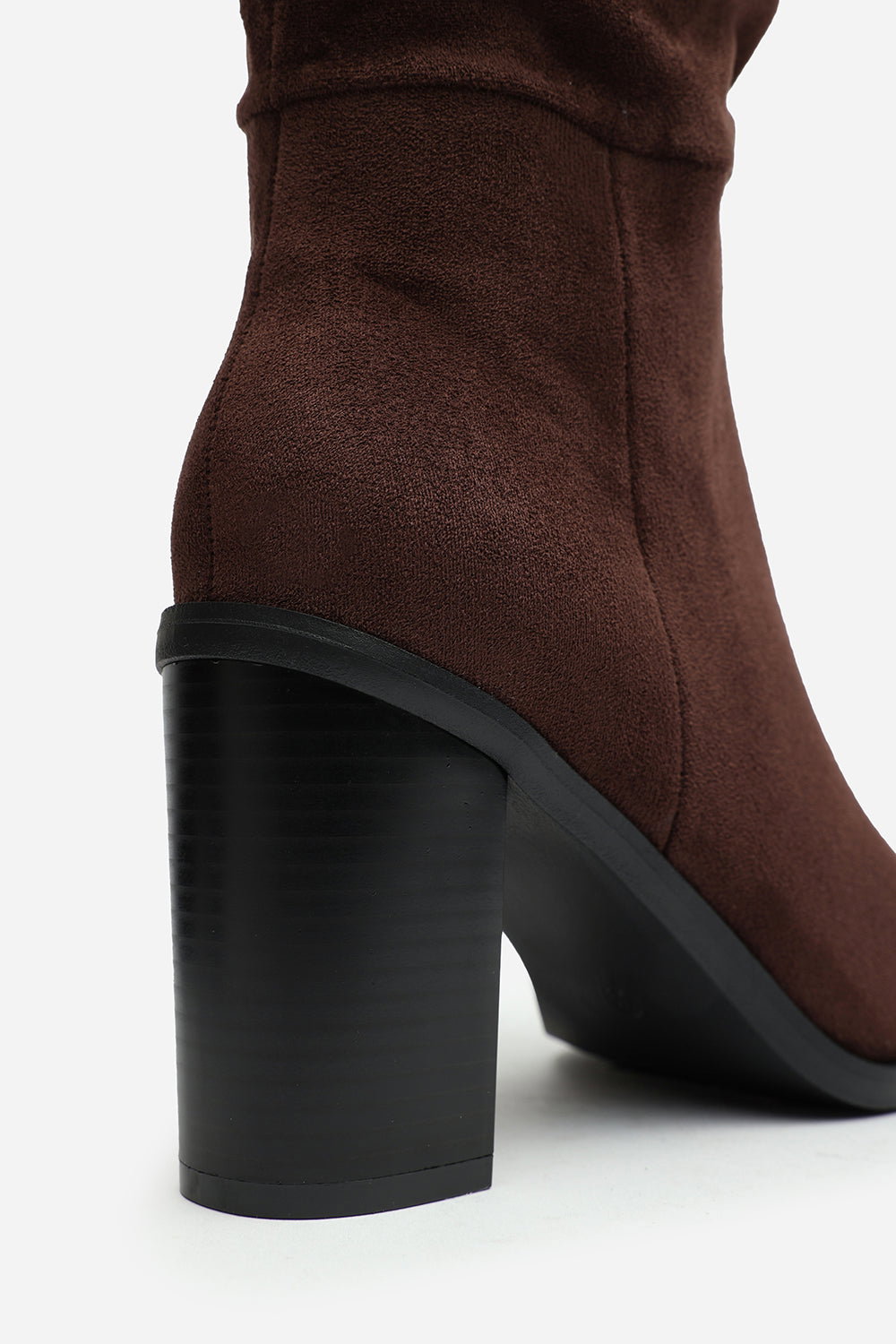 Dark Brown 'Quilla' Slouch Knee High Boots with Block Heel, Image 4 of 6