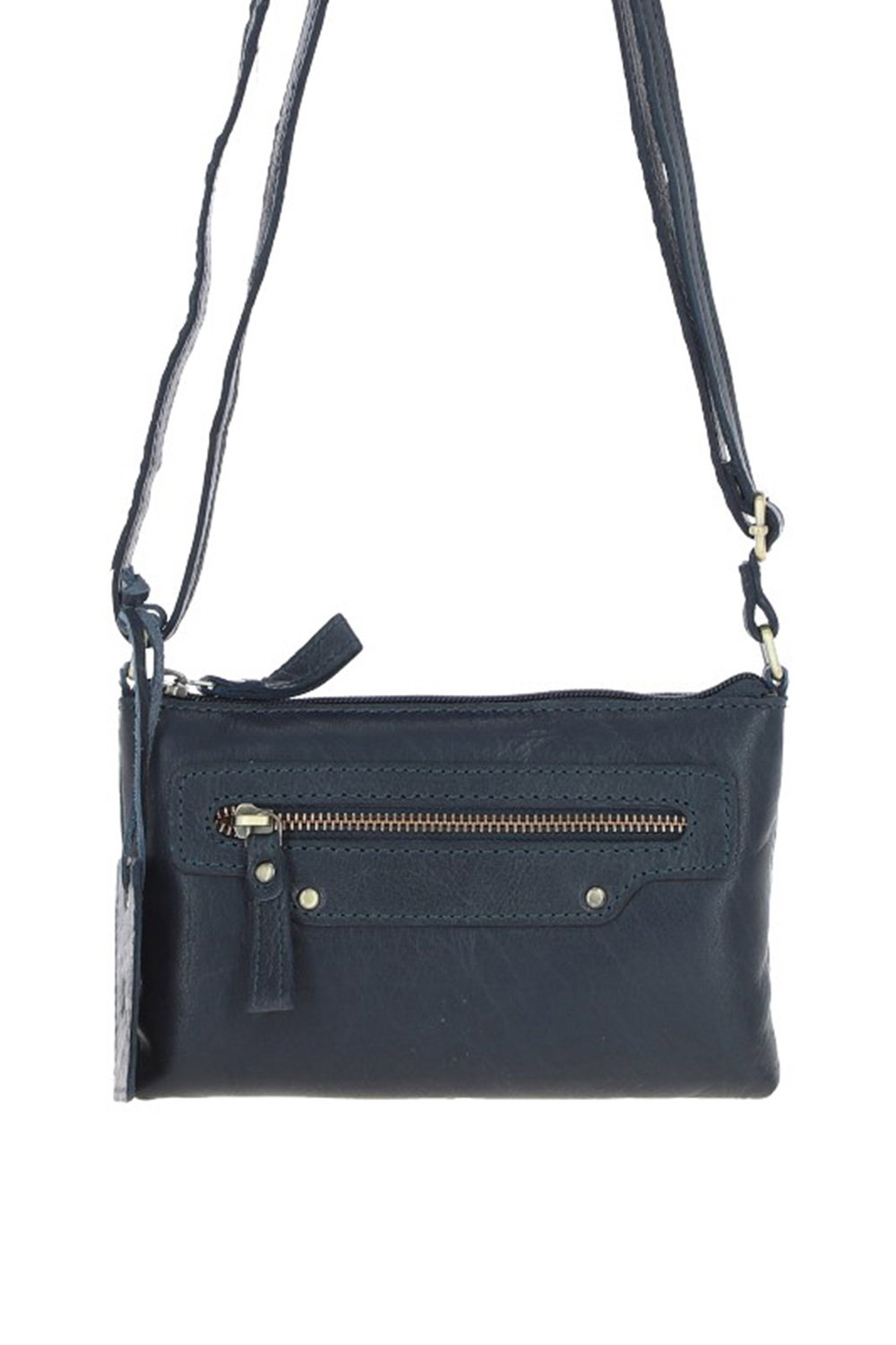 Navy Genuine Leather Crossbody Bag, Image 2 of 6