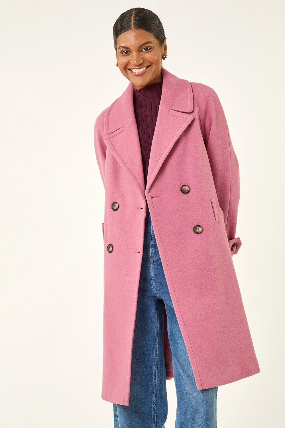 Pink Premium Buttoned Coat, Image 6 of 8