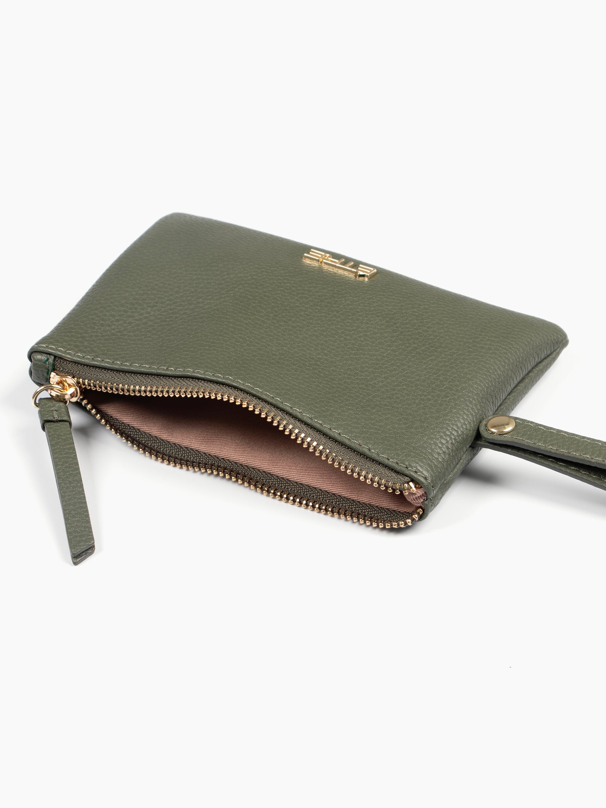 Khaki Faux Leather Wristlet Purse, Image 2 of 2