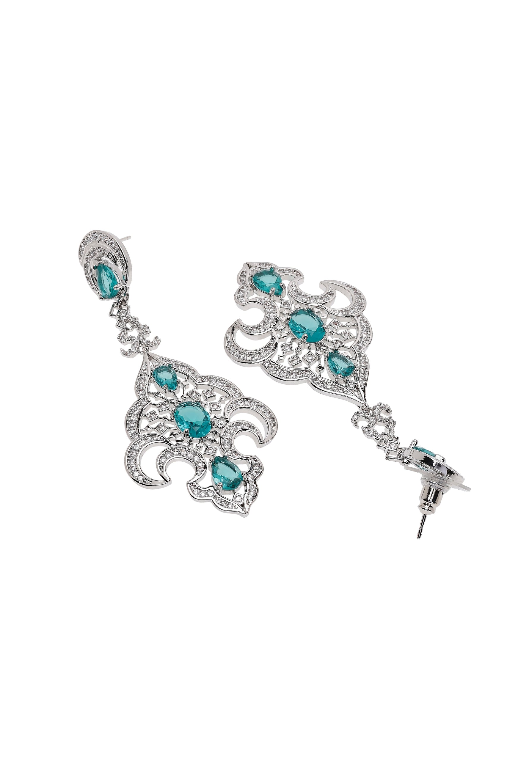 Green Contemporary Designer Green Drop Earrings, Image 3 of 4
