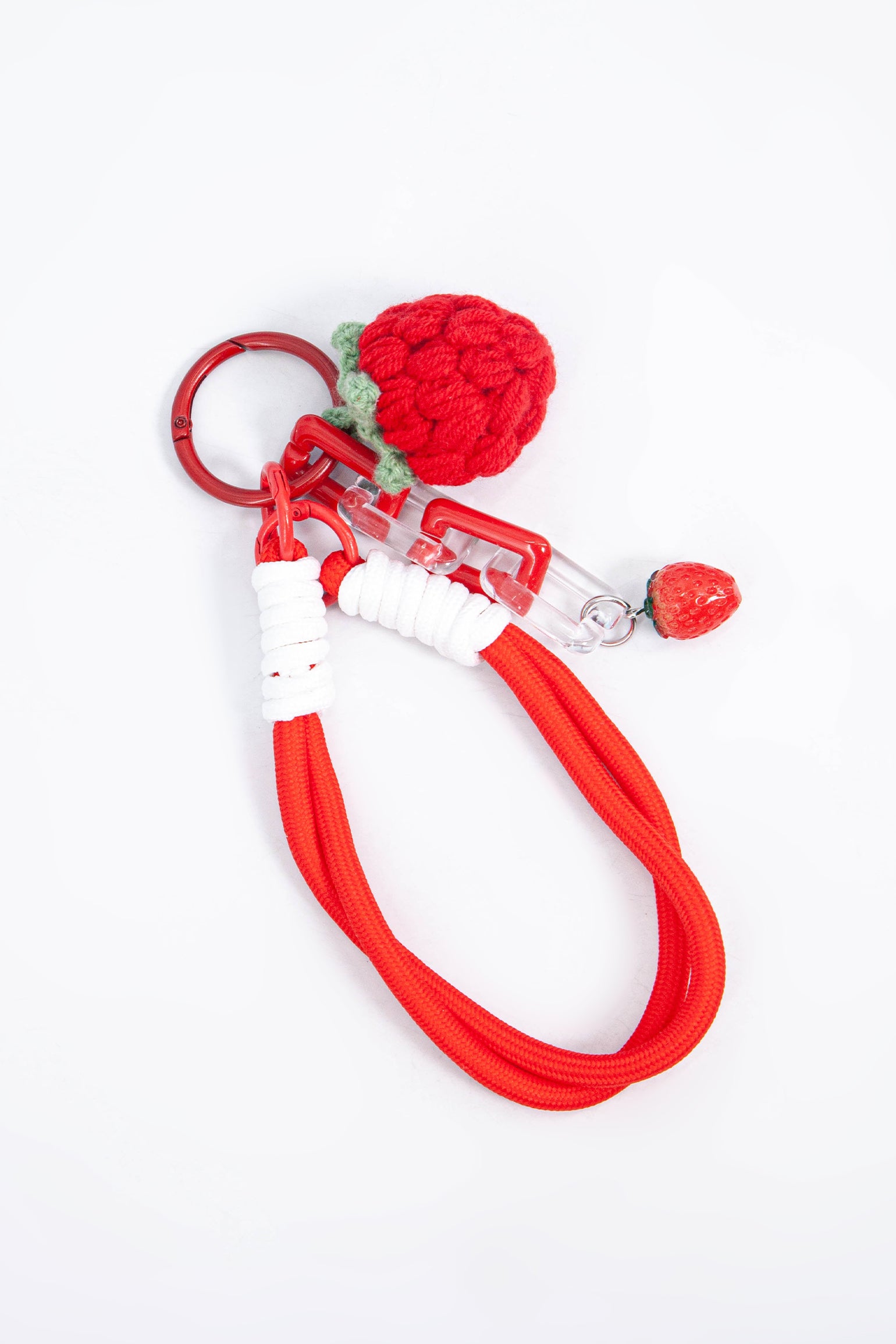 Red Strawberry Clip On Bag Knitted Charm, Image 3 of 3