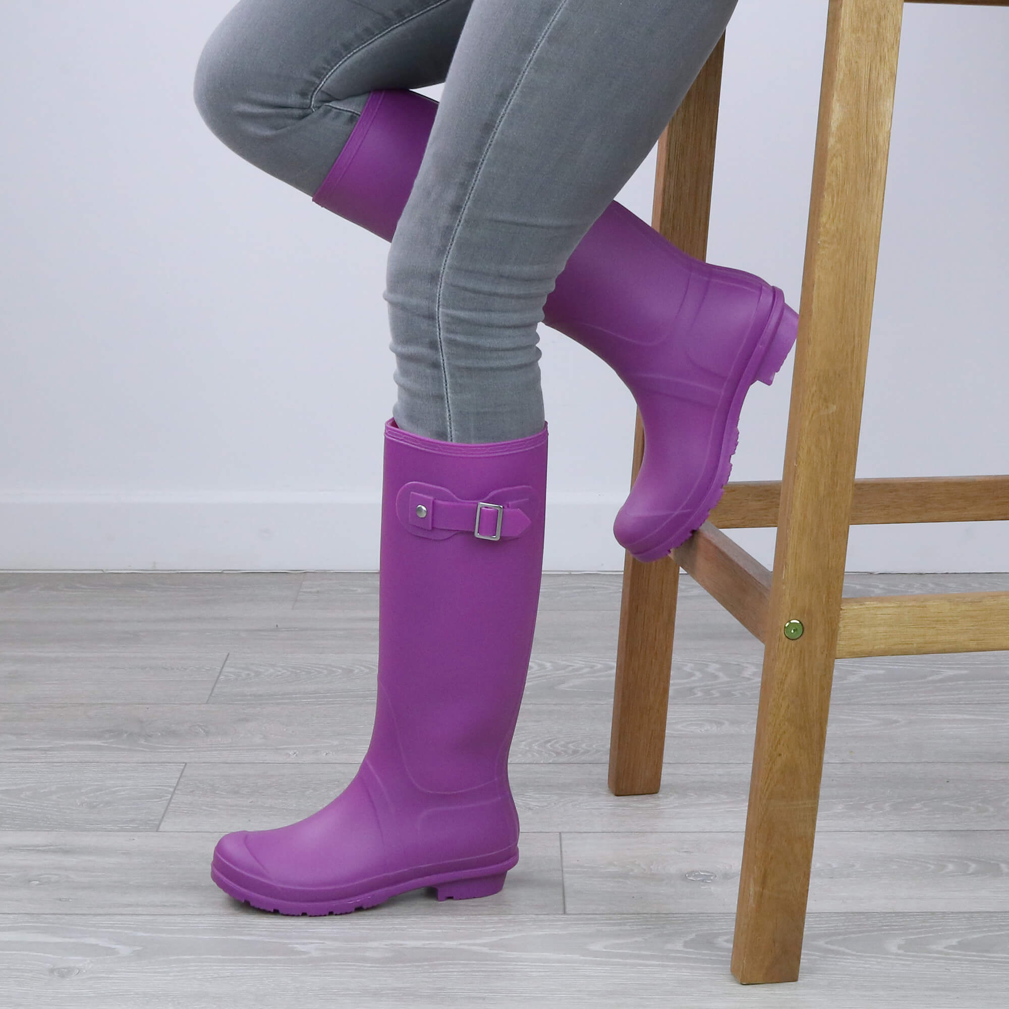Fuchsia AJVANI Fuchsia Waterproof Wellington Boots Wellies, Image 5 of 6