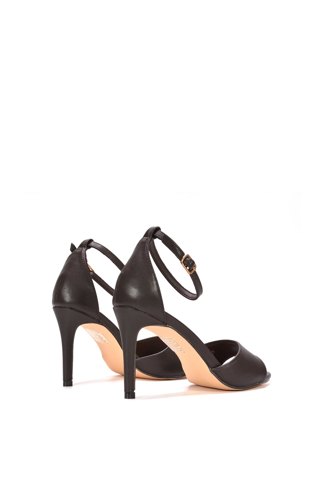 Brown Stiletto Heel Open Toe Sandals With Ankle Strap, Image 4 of 6