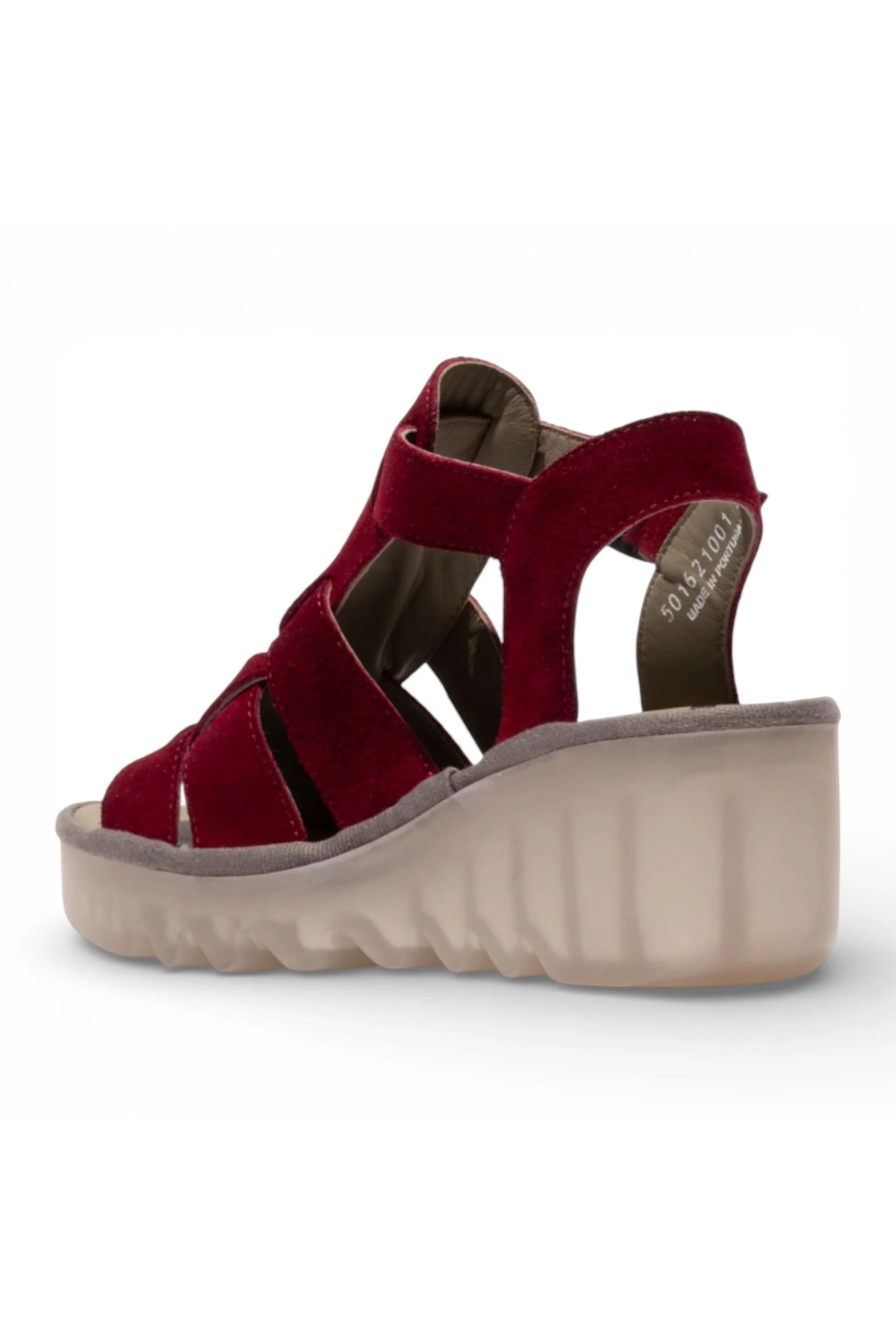 Red Womens Leather Wedge Sandals BAIC621FLY, Image 4 of 5