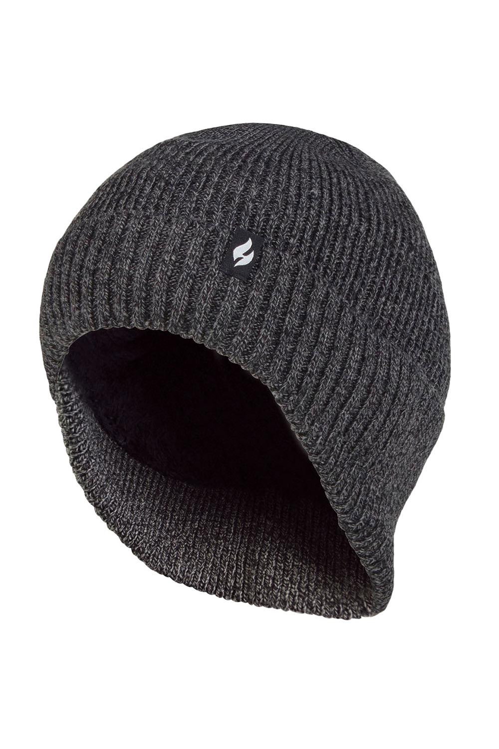 Grey Knitted Thermal Winter Warm Expedition Hat with Drop Neck, Image 1 of 5