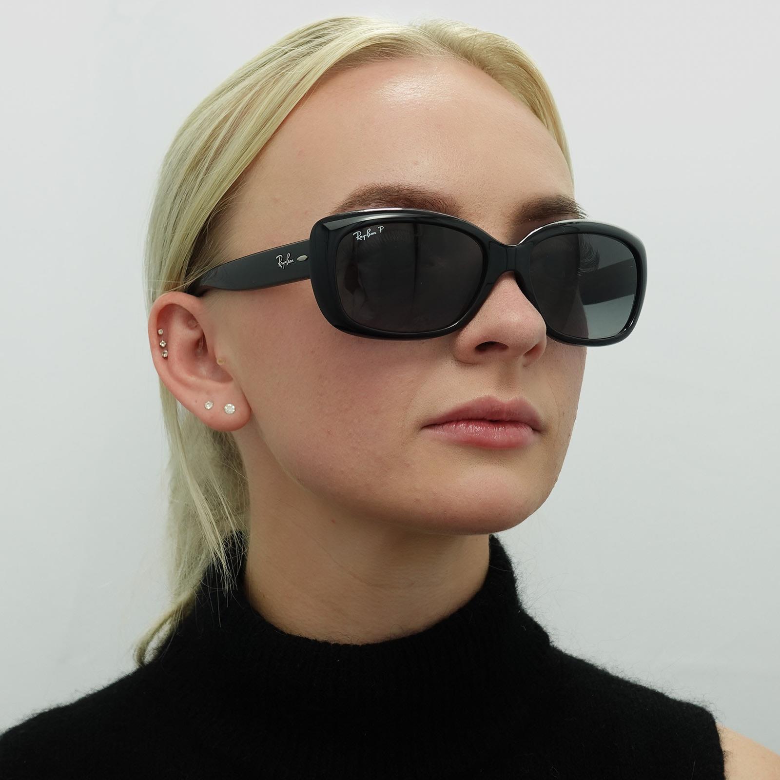 Black Oval Shiny Black Grey Gradient Polarized Sunglasses, Image 5 of 5