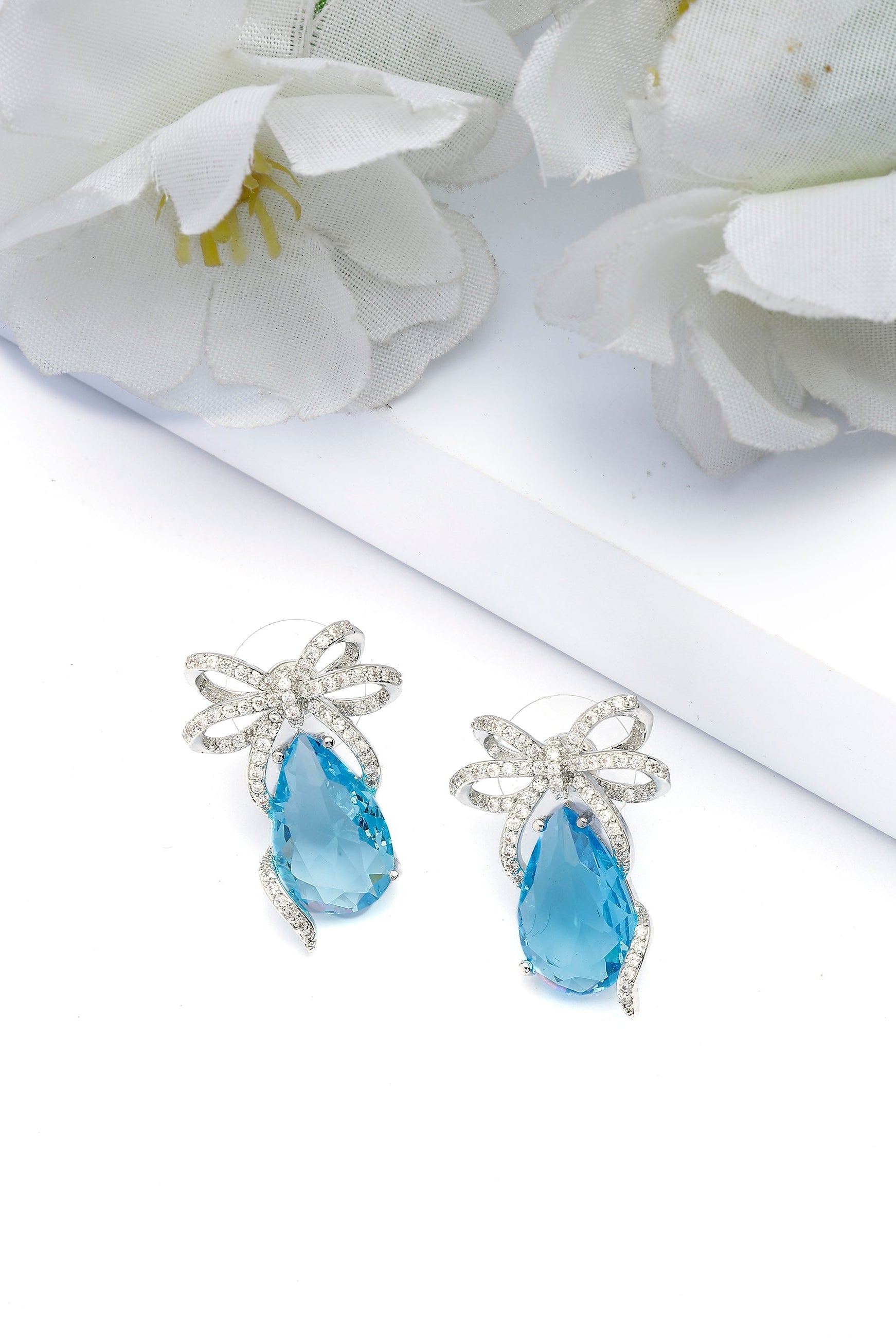 Light Blue Charming Light Blue Drop Earrings, Image 2 of 4