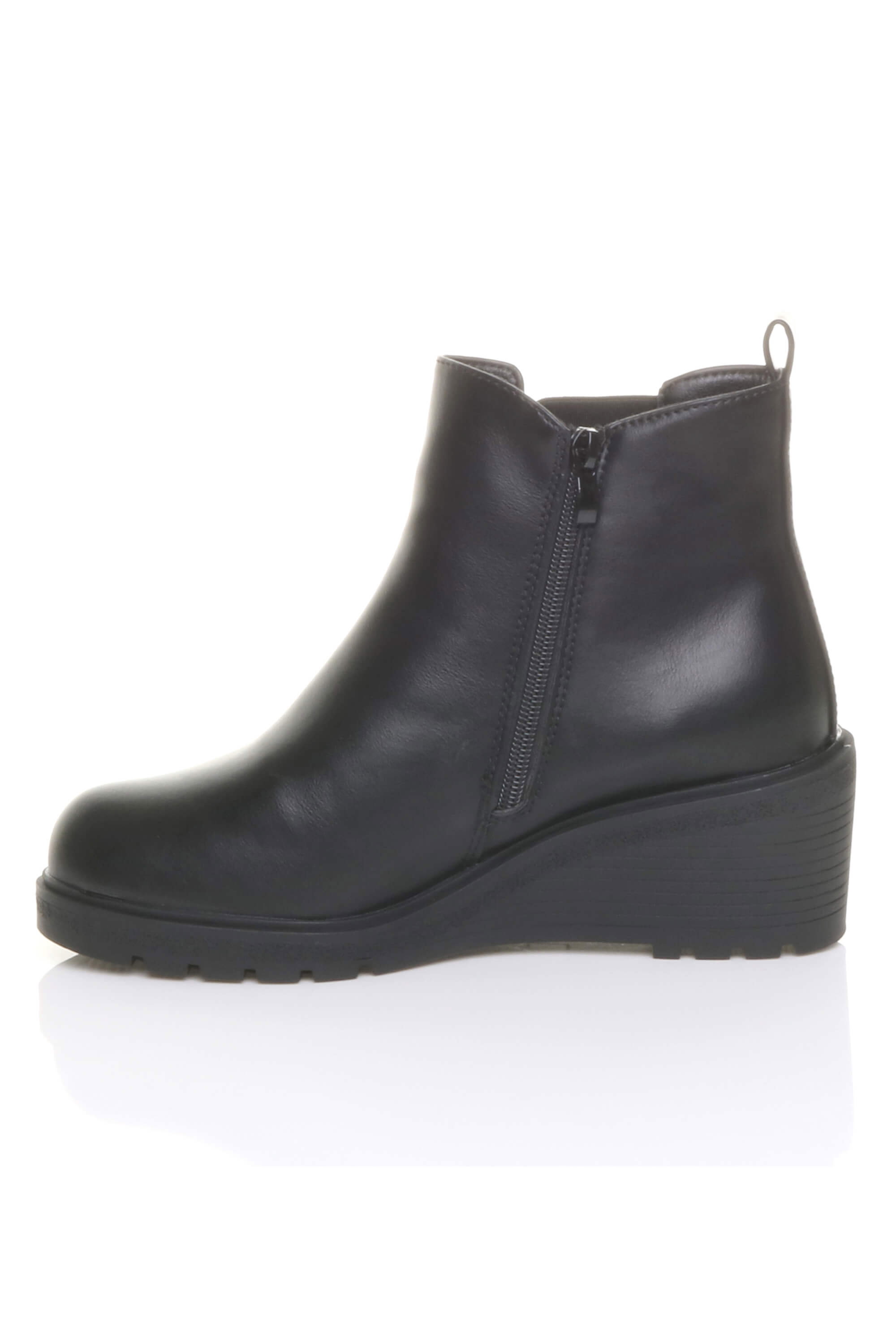 Black AJVANI Black High Wedge Heel Ankle Chelsea Boots, Image 3 of 6