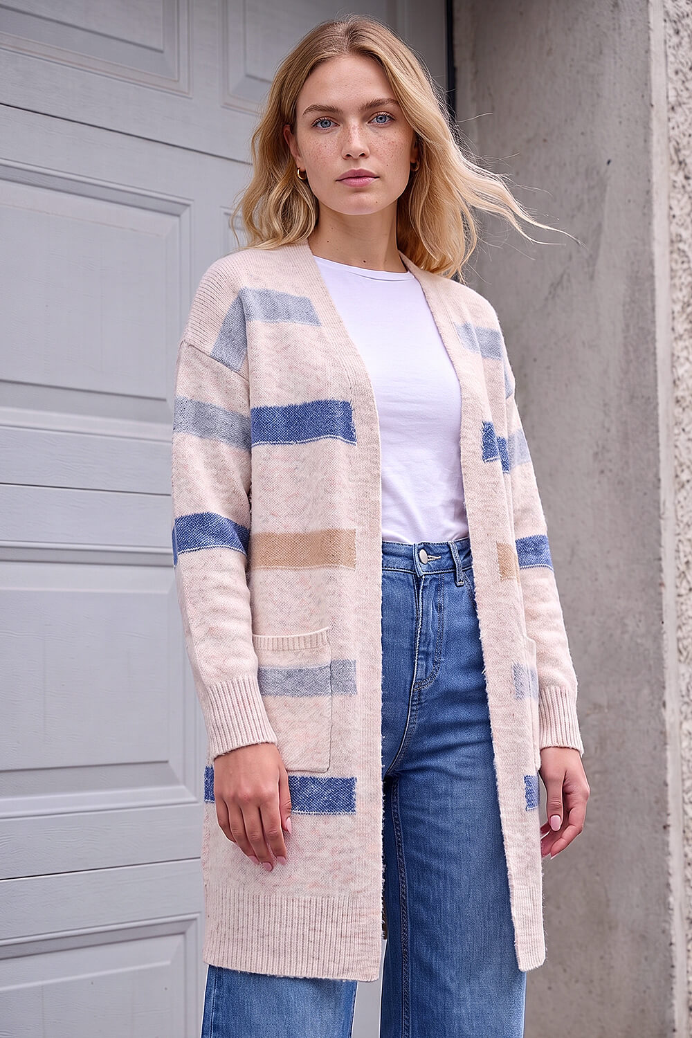 Roman  Stone Soft Knit Stripe Cardigan Size 18