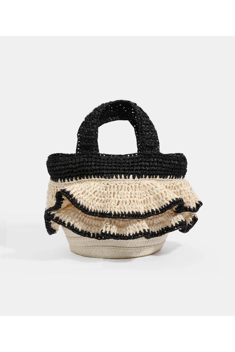 Black Saffira - Straw Crossbody Bag - Black, Image 1 of 3
