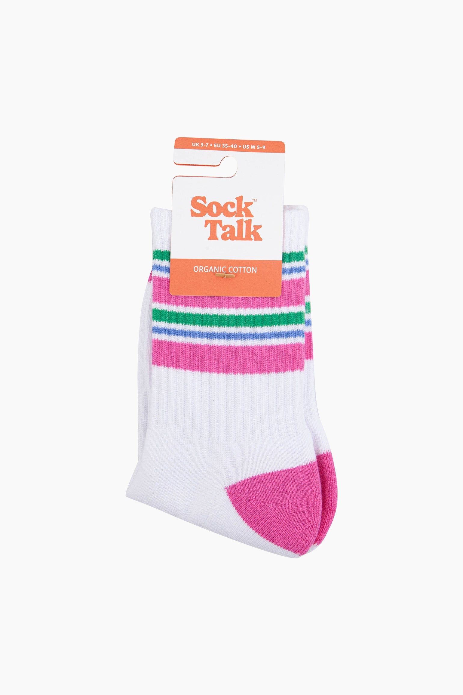 Multi Pink Striped Cotton Sports Socks, Image 4 of 4