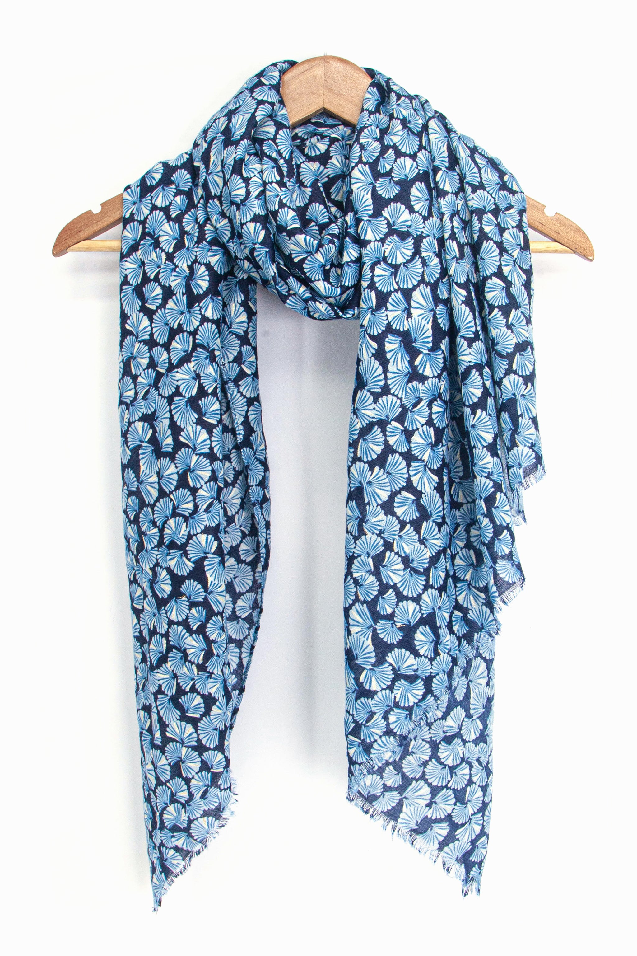 Blue Sarta Blue Retro Fan Lightweight Scarf, Image 4 of 5