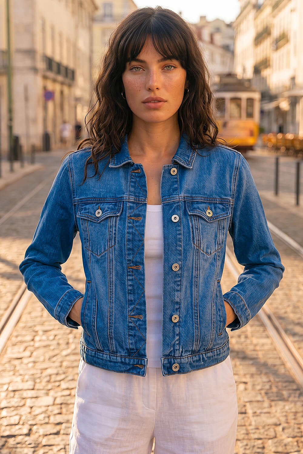 Roman Women's Blue Classic Cotton Denim Jacket Size 10