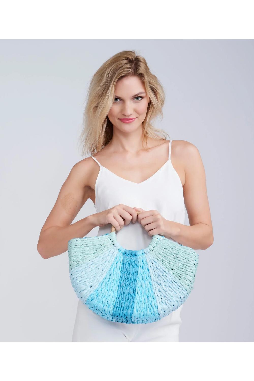 Turqouise Pia Rossini Turqouise Monaco - Straw Tote Bag - Pale Turquoise, Image 2 of 2