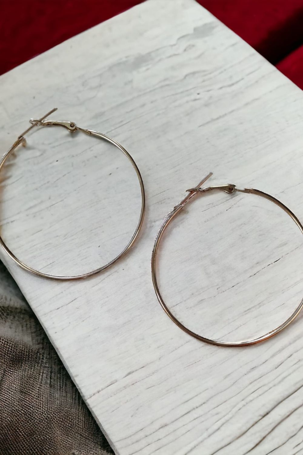 Gold The Colourful Aura Gold Boho Large Round Geometric Hoop Earrings, Image 1 of 2