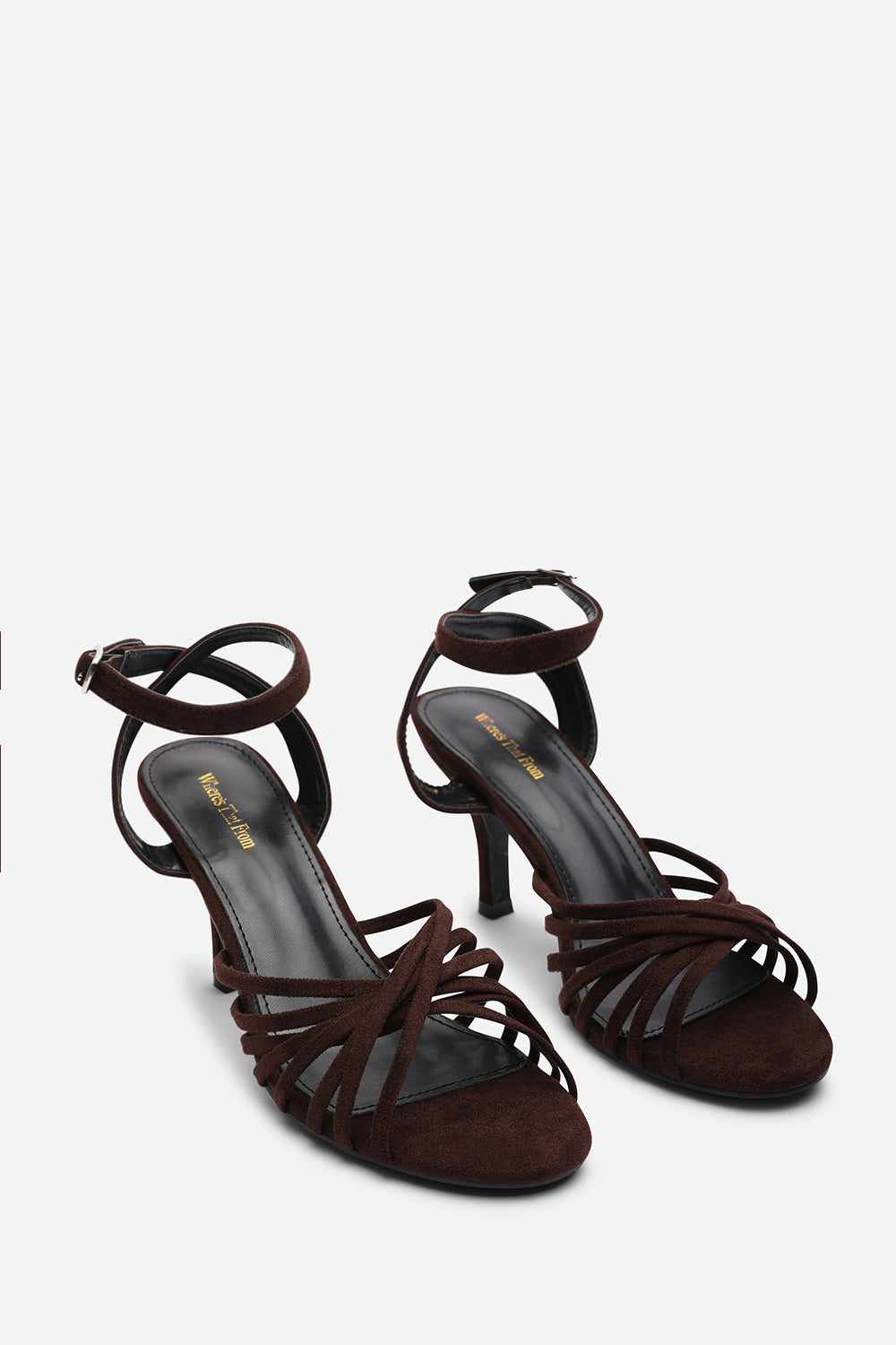 Brown Where's That From Brown 'Cyprus' Multi Cross Over Strap Mid Heels, Image 4 of 5