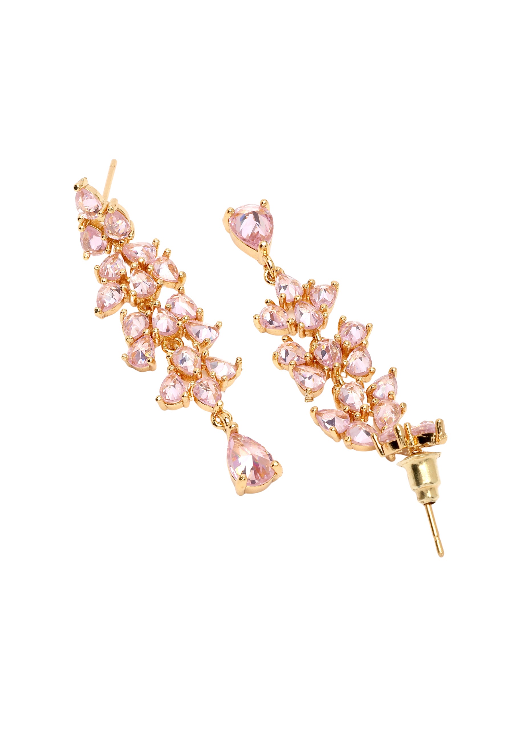 Pink Diva Elegant Leaf Dangle Earrings, Image 4 of 5