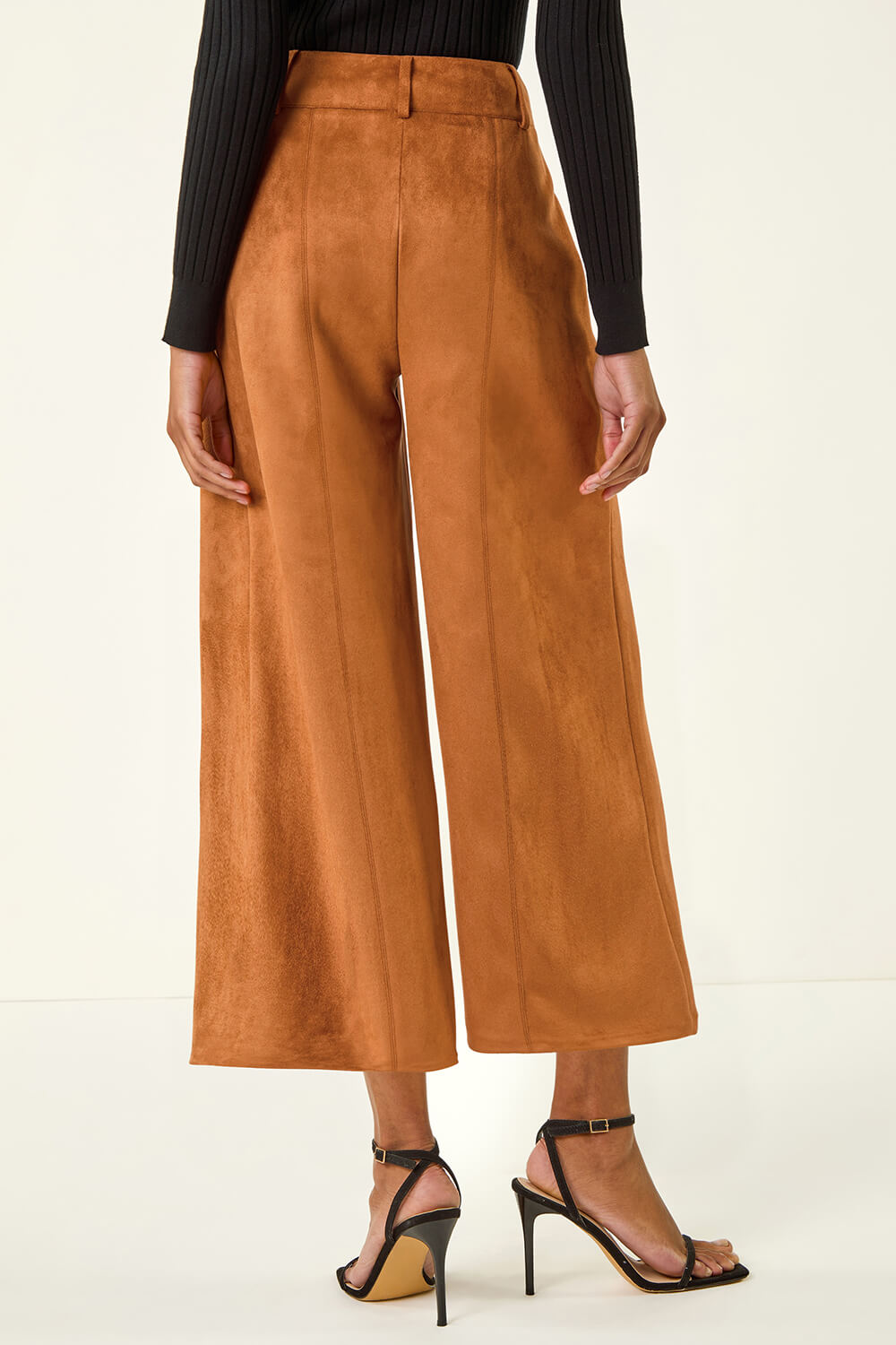 Tan Soft Faux Suede Culotte, Image 5 of 6