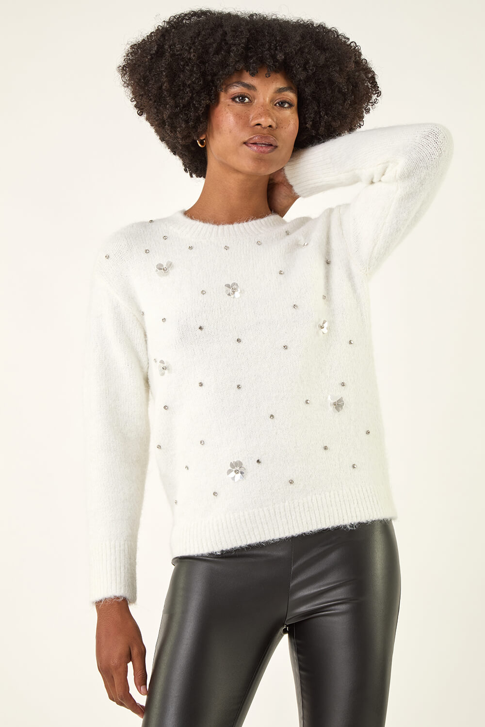 Ivory Sparkly Knit Jumper, Image 5 of 5