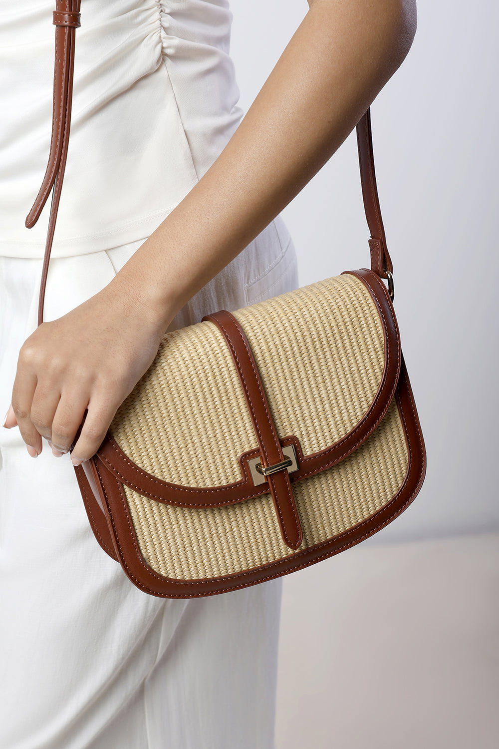 Amira Raffia Cross Body with Flap Bag, Image 6 of 6
