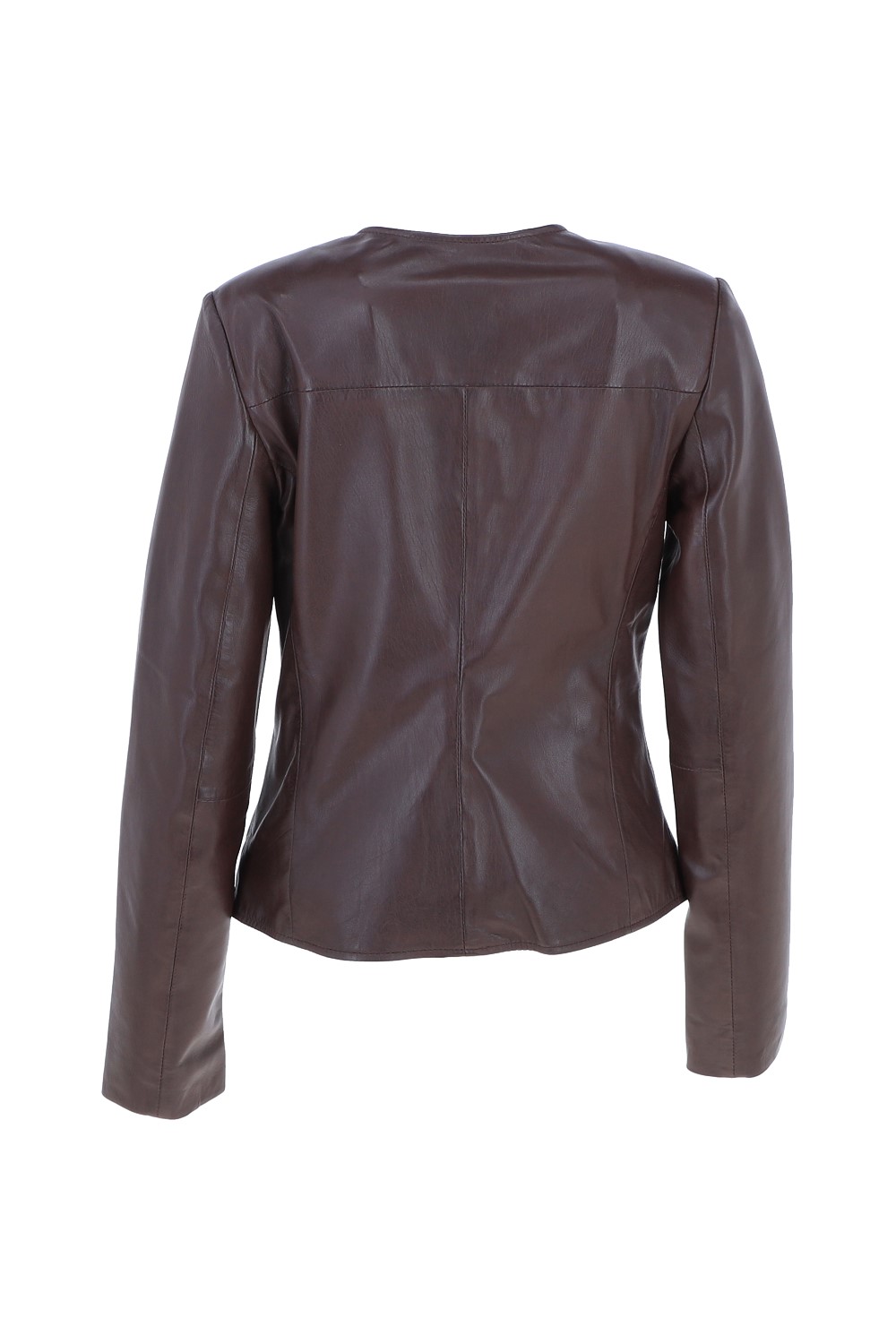 Brown Ashwood Leather Brown 'Corina' Collarless Casual Leather Jacket, Image 4 of 4