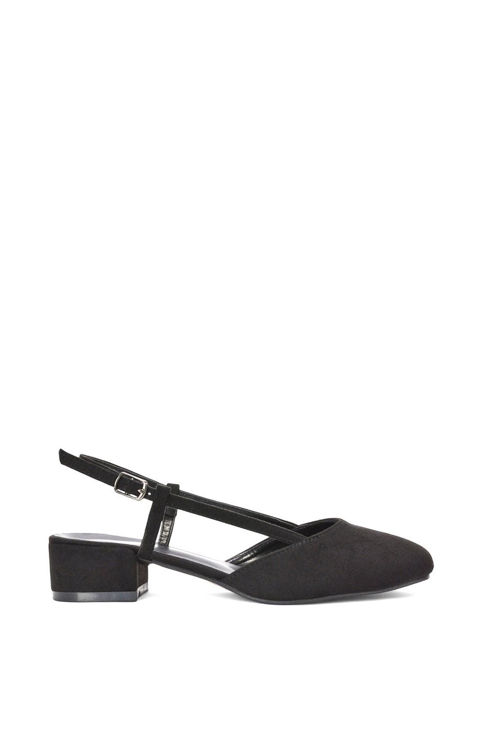 Black 'Kira' Slingback Court Shoes With Low Block Heel