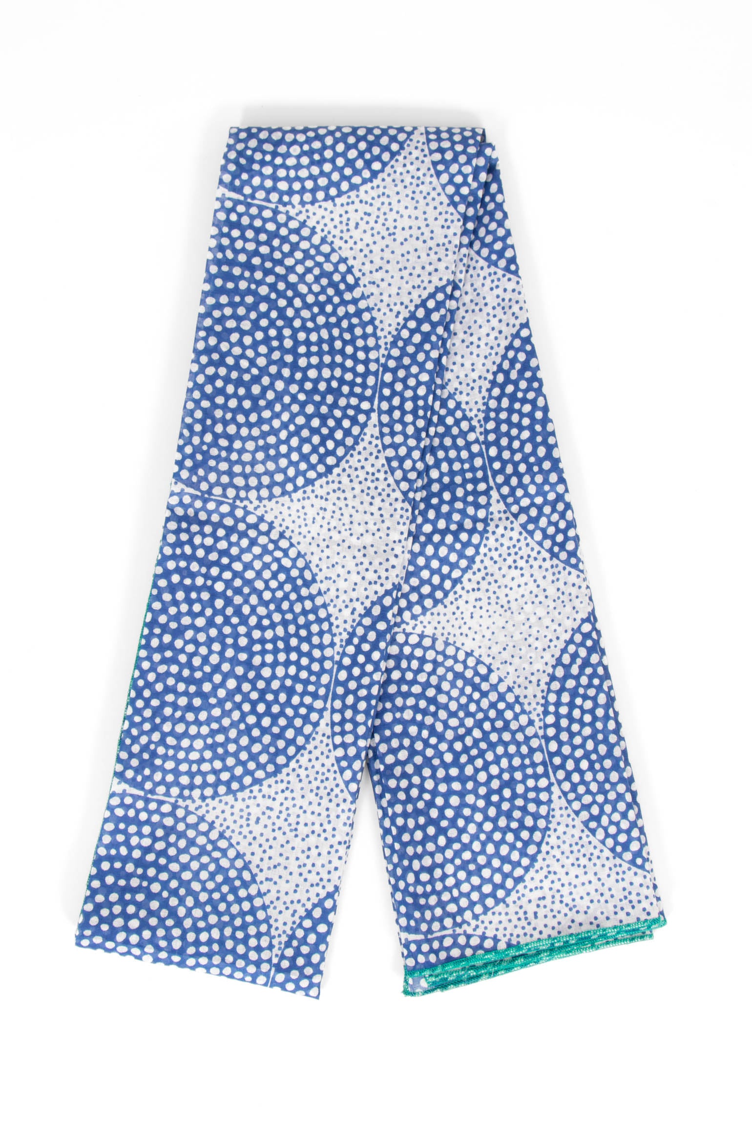 Blue Circles Spotted Cotton Lightweight Scarf, Image 2 of 4