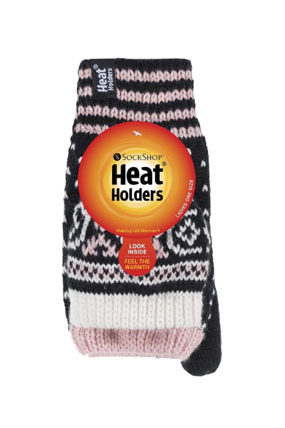 Black Fairisle Thermal Converter Gloves, Image 2 of 5