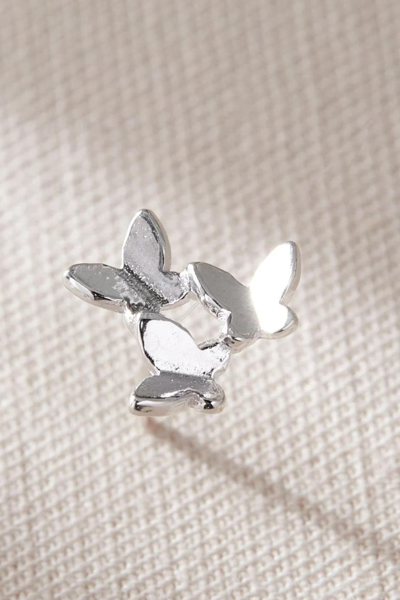 Silver Sterling Silver Butterfly Trio Stud Earrings, Image 2 of 3