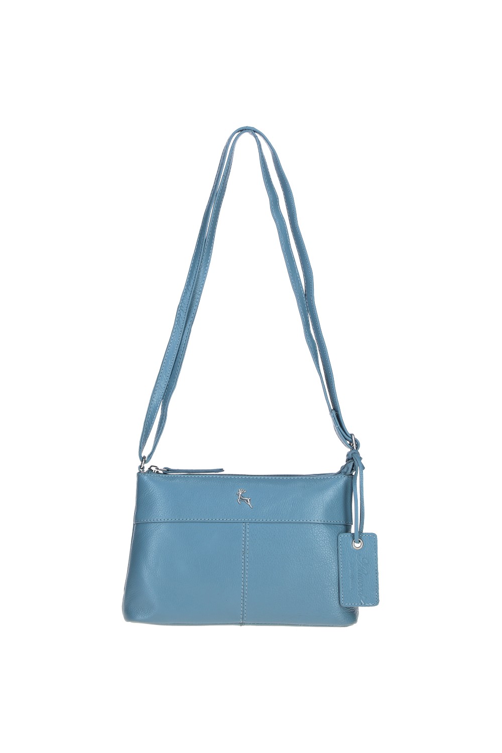 Blue 'Dublin' Elegant Real Leather Crossbody Bag, Image 3 of 5