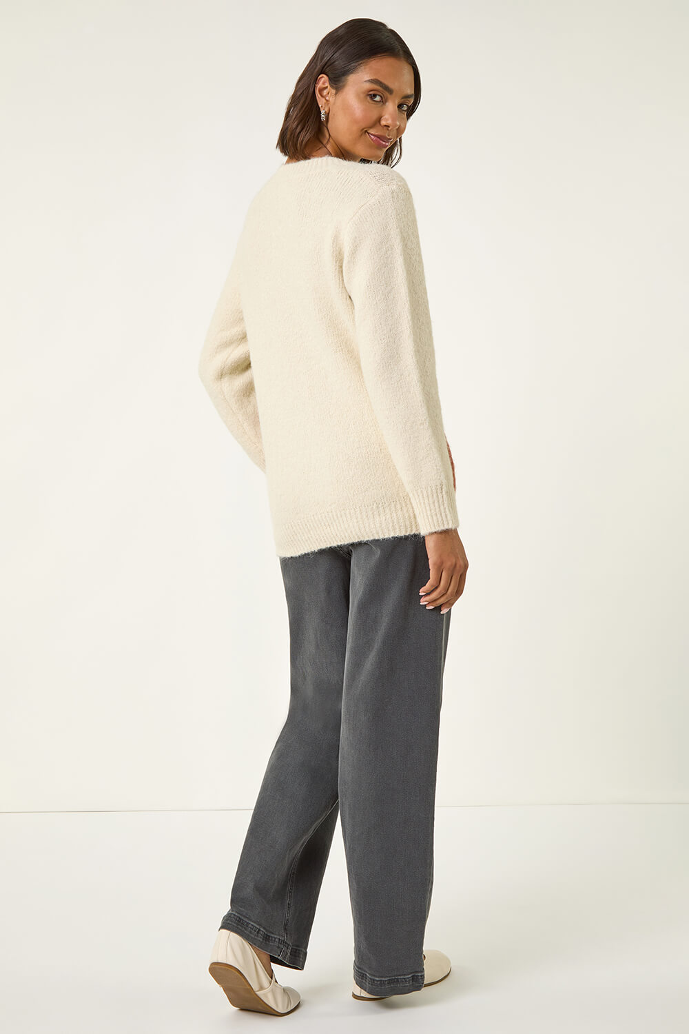 Ivory  Patch Work Knit Jumper, Image 4 of 5