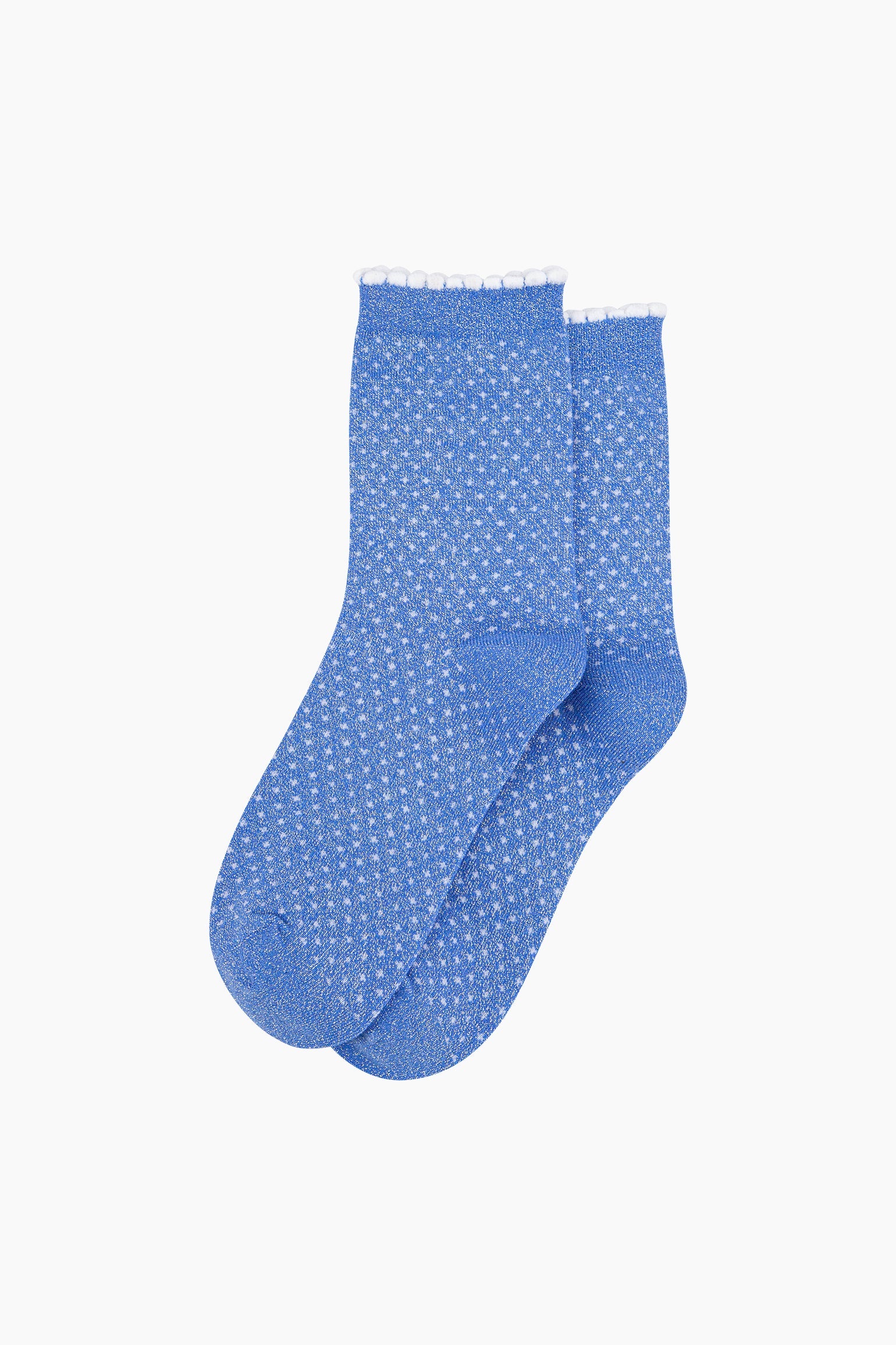 Blue Sock Talk Blue Polka Dots Combed Cotton Glitter Socks, Image 3 of 4