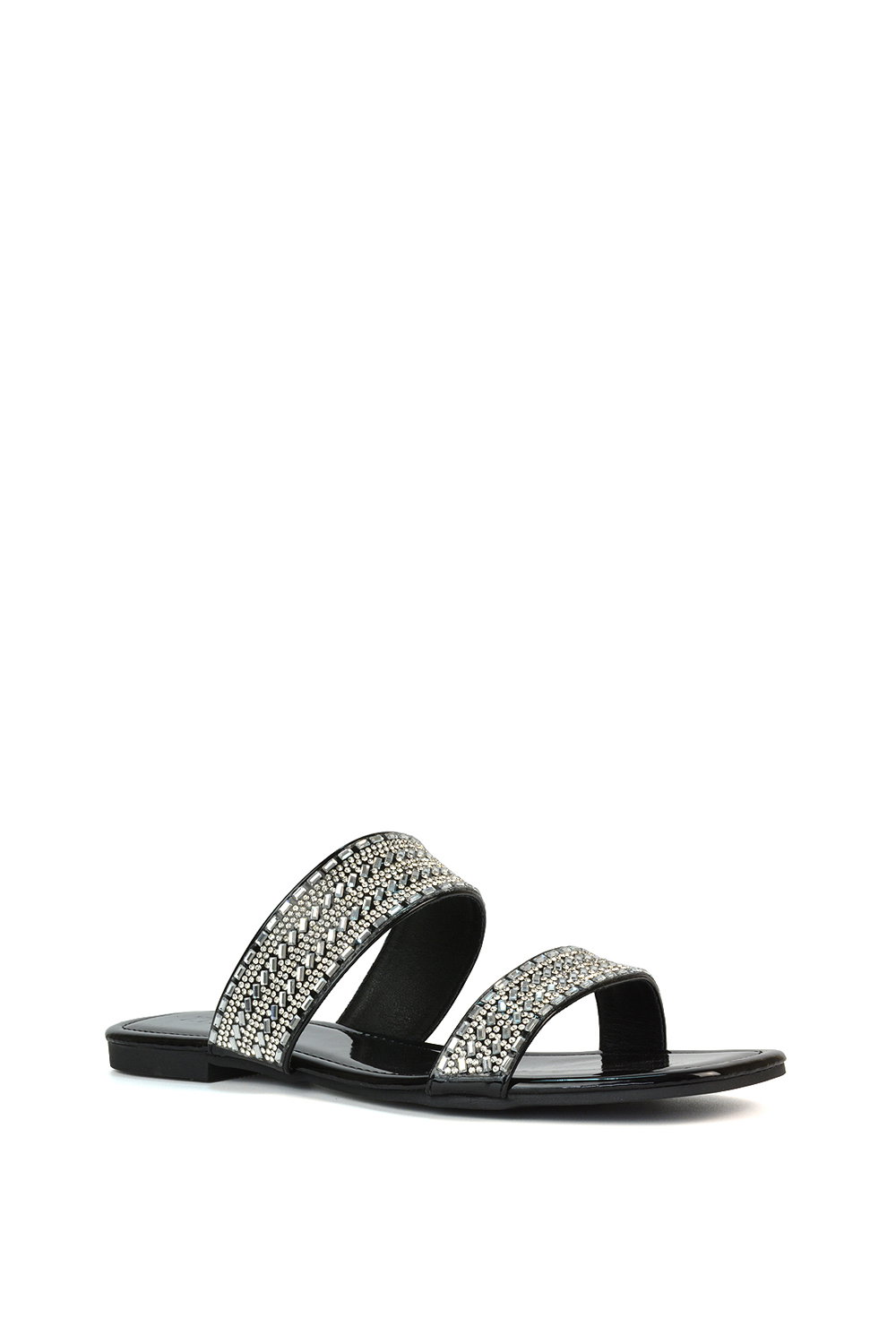 Black 'Lucy' Slip On Flat Cork Slider Mules, Image 2 of 5