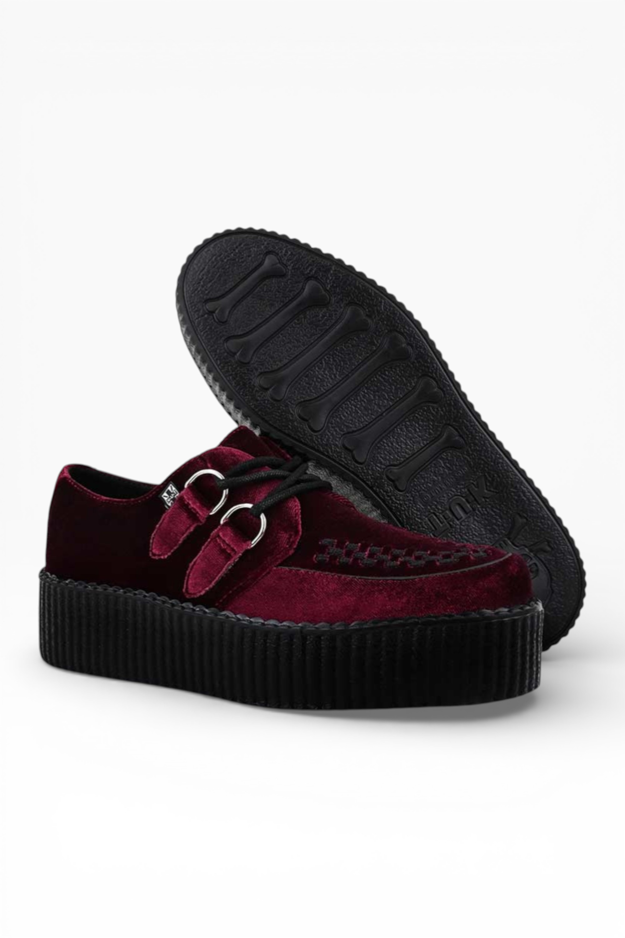 Burgundy TUK Footwear Burgundy Viva High Creeper Goth Shoes - AV8463, Image 4 of 7