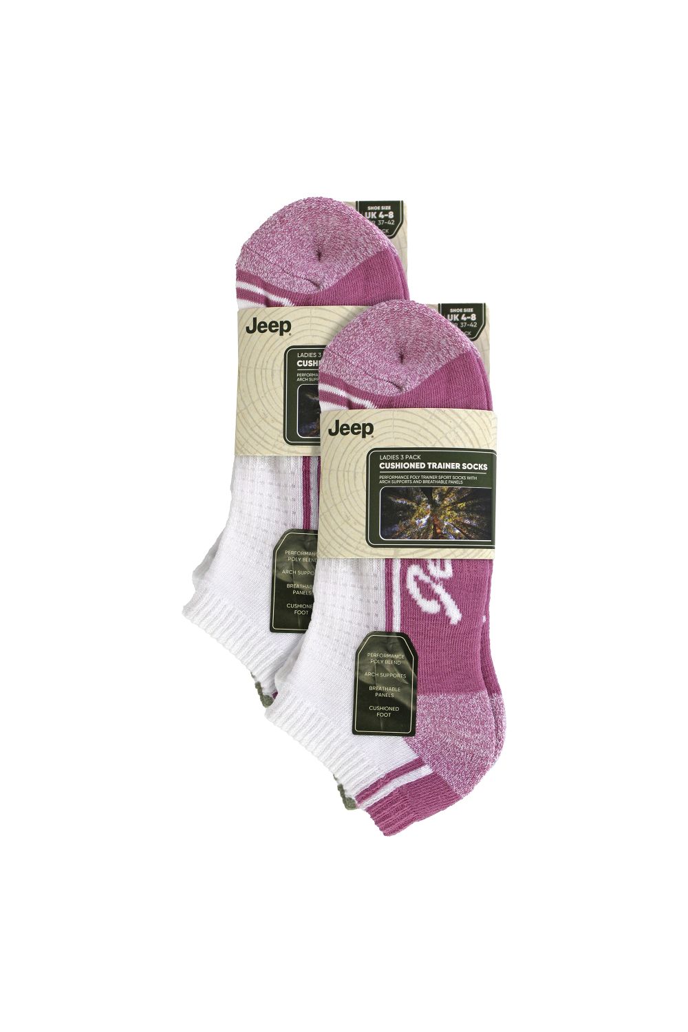 White 6 Pack Trainer Cushioned Sport Socks, Image 2 of 2