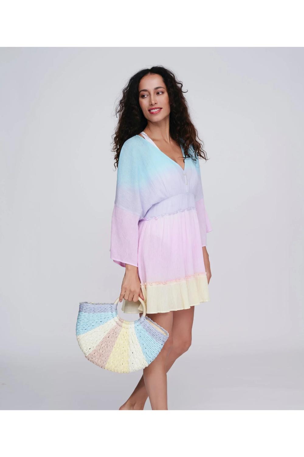 Lilac Pia Rossini Lilac Monaco - Straw Tote Bag - Lilac, Image 1 of 1