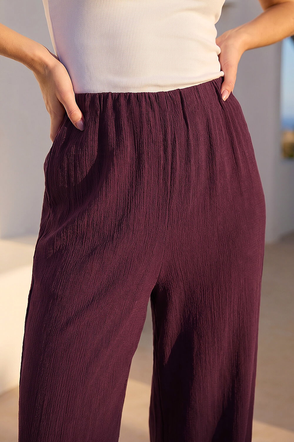 Wine Petite Textured Trouser, Image 5 of 4