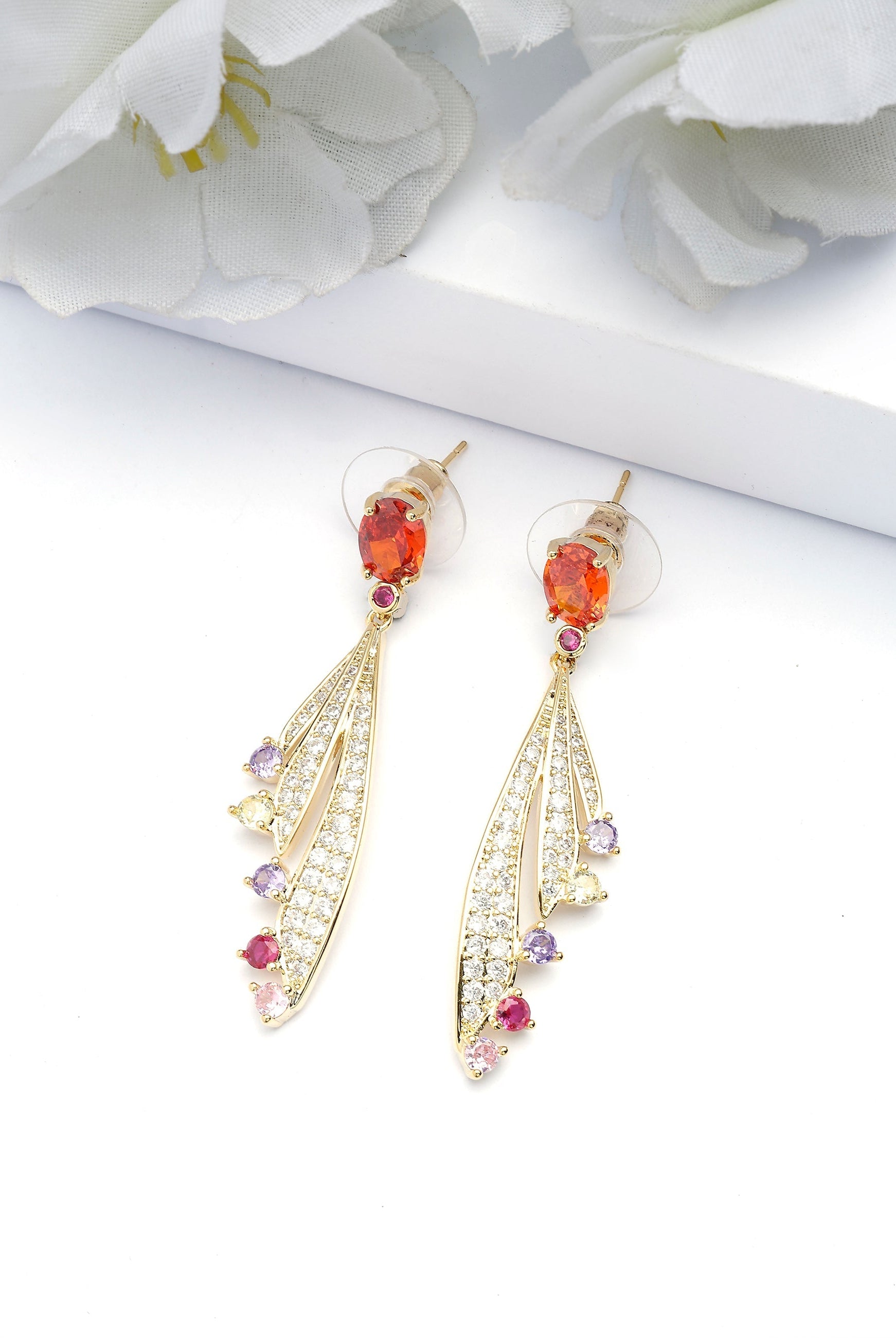 Gold AVANT-GARDE PARIS Gold Feather drop Earrings, Image 2 of 4