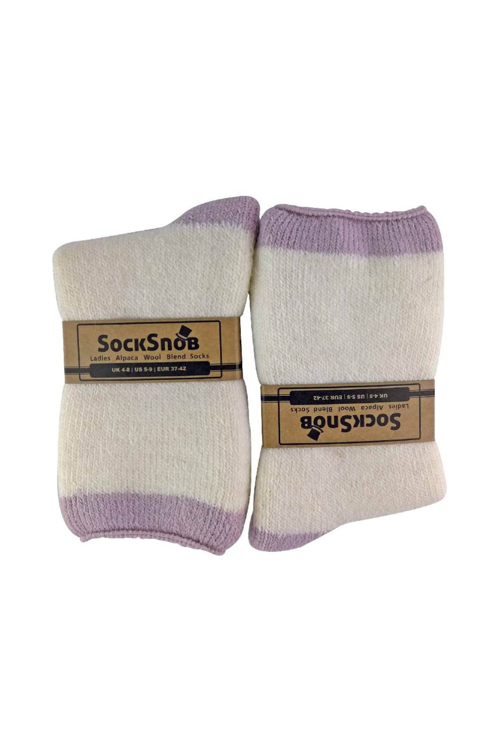 Purple 1 Pack Ladies Alpaca Wool Slipper Bed Socks with Star Grips, Image 2 of 4