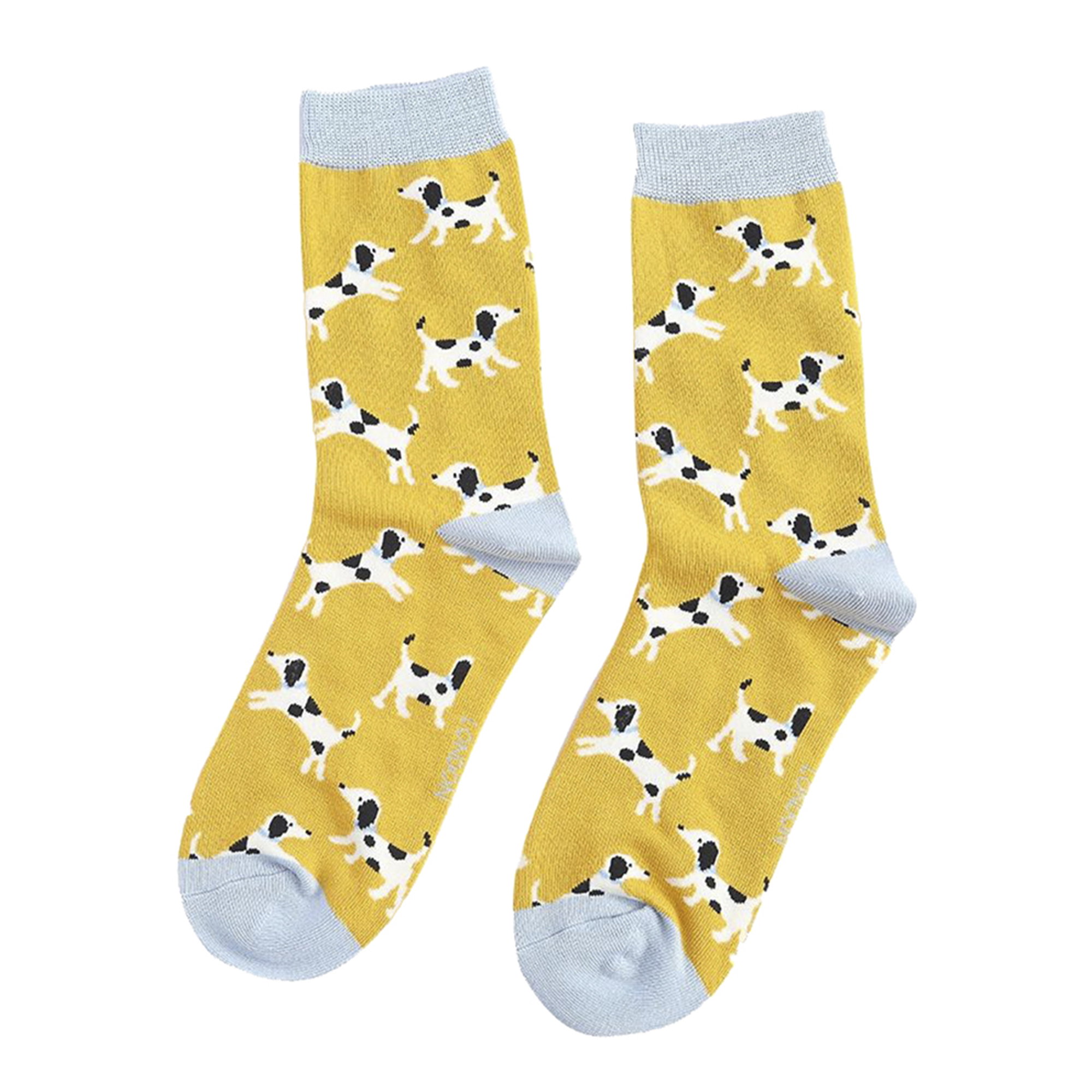 Yellow 1 Pack Ladies Novelty Dog Pattern Bamboo Socks, Image 4 of 5