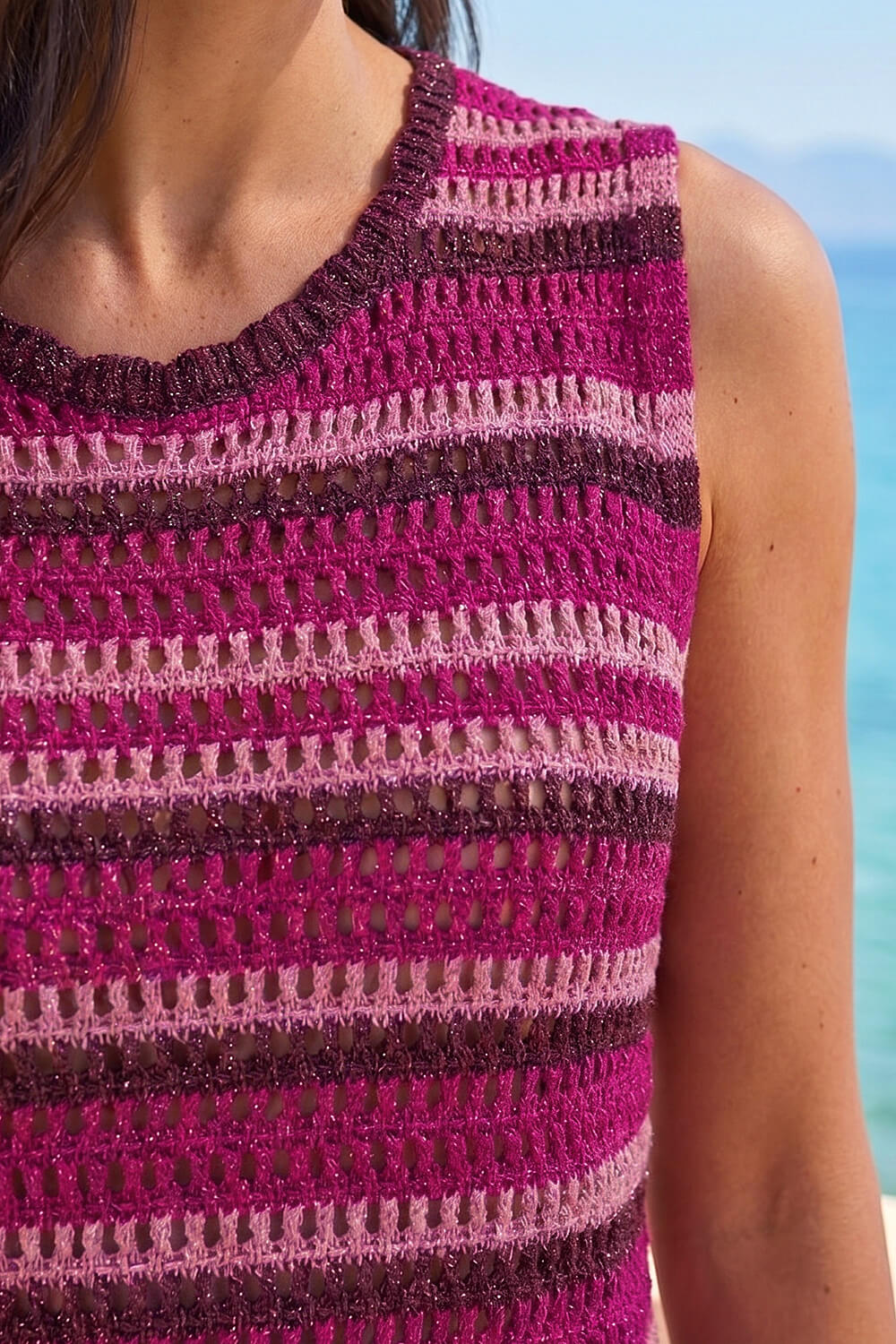 PINK Shimmer Stripe Knit Vest, Image 5 of 4